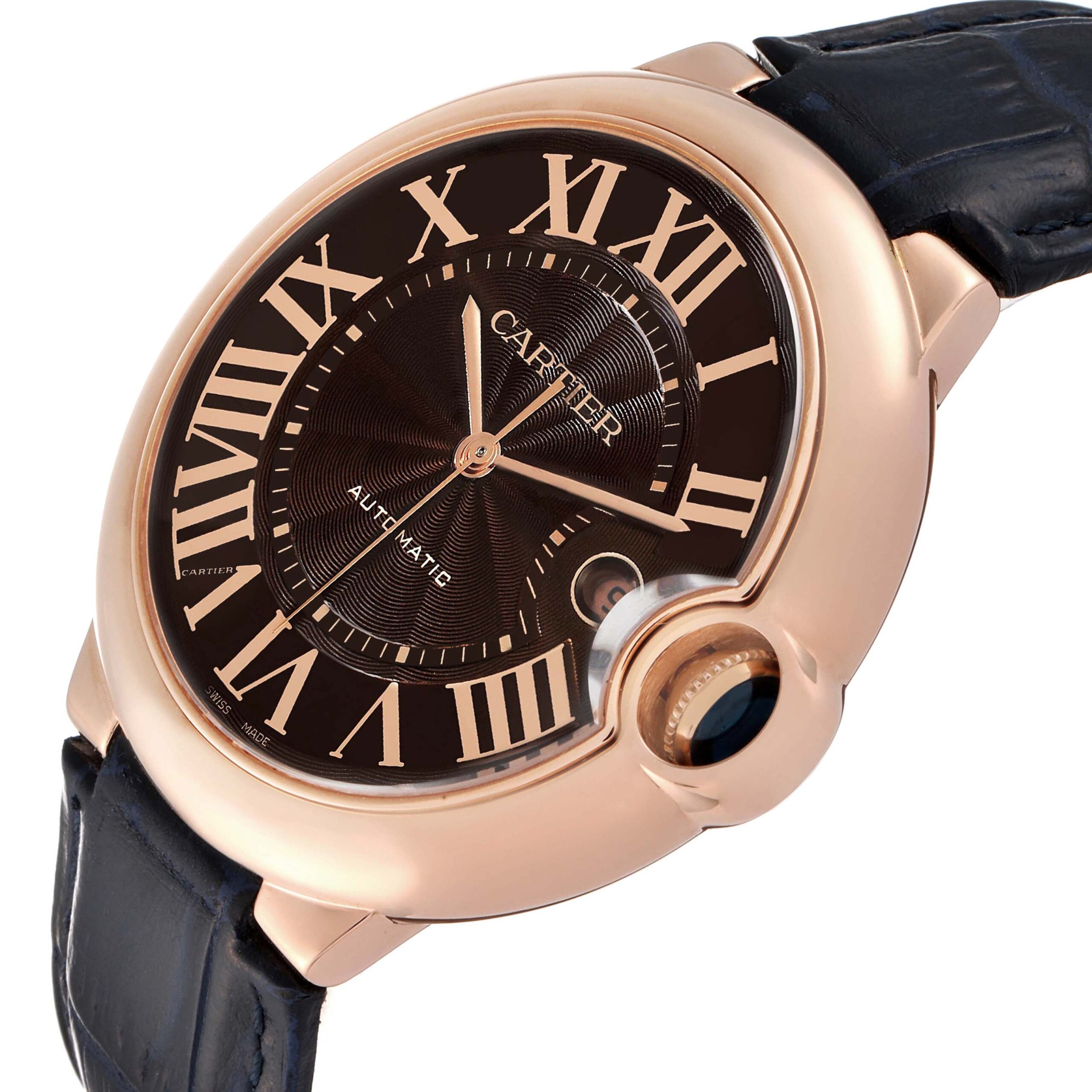 Cartier Ballon Bleu 42 mm Rose Gold Automatic Mens Watch W6920037 Box Card