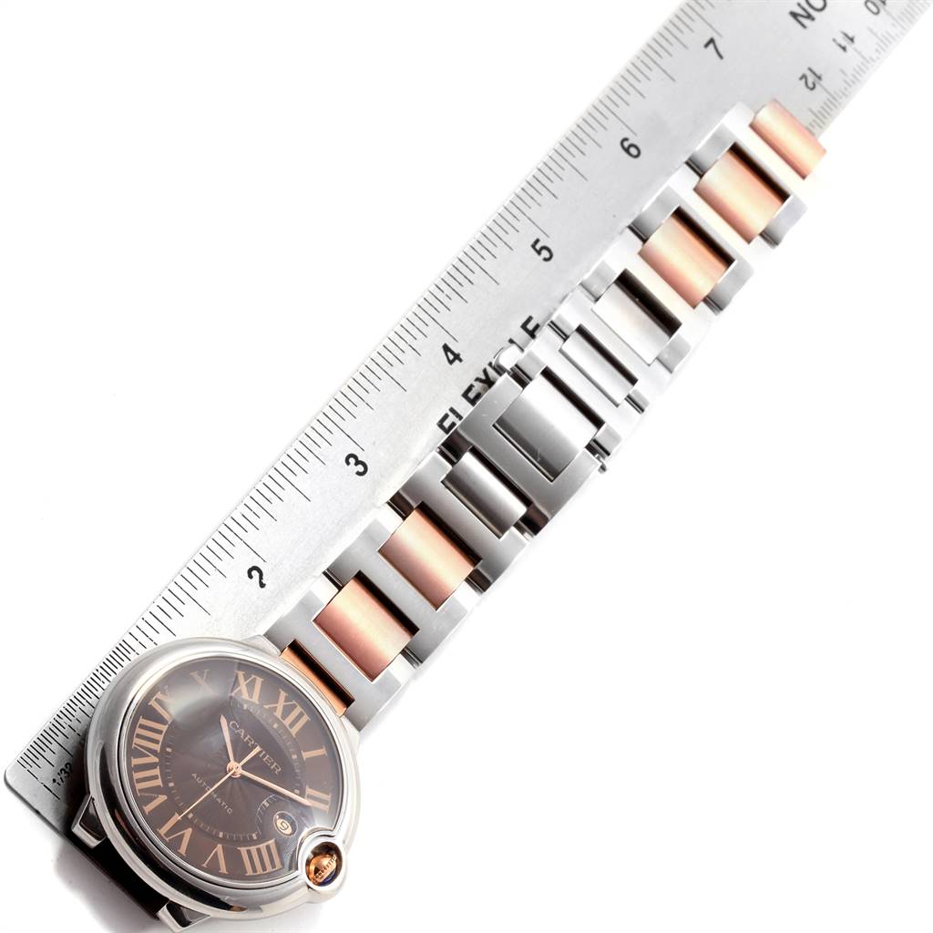 Cartier Ballon Bleu Steel Rose Gold Chocolate Dial Mens Watch W6920032