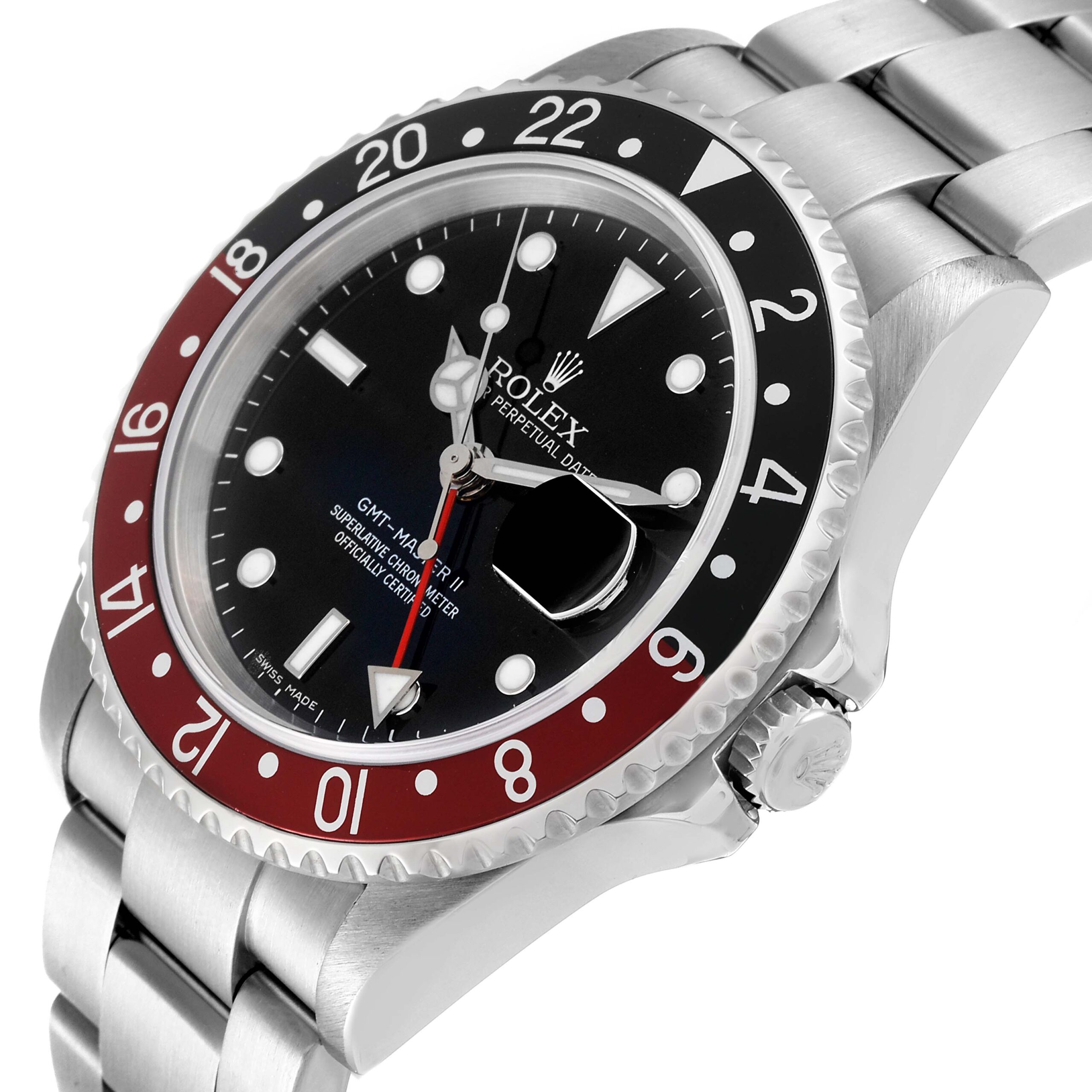 Rolex GMT Master II Black Red Coke Bezel Error Dial Mens Watch 16710 Box Papers