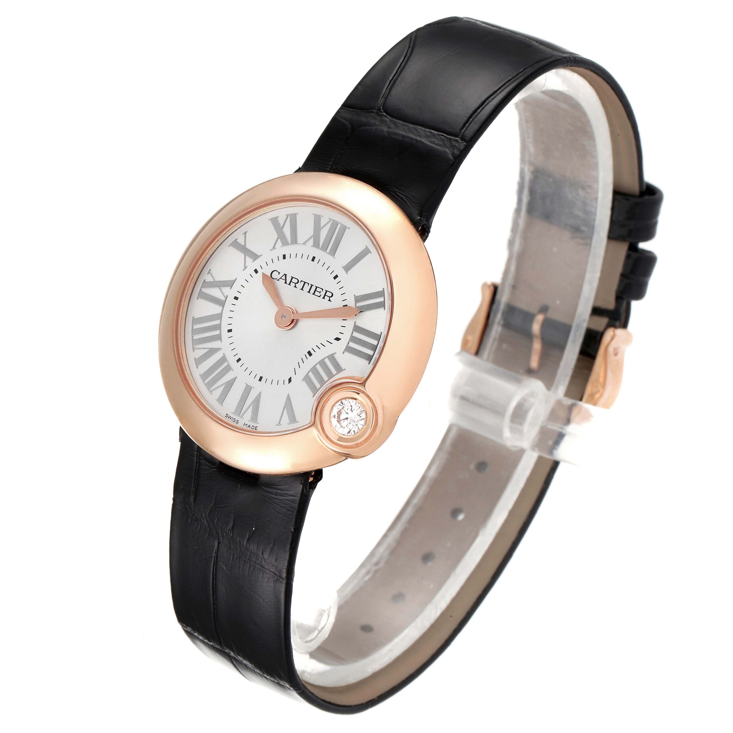 Cartier Ballon Blanc Rose Gold Diamond Ladies Watch WGBL0003 Box Card