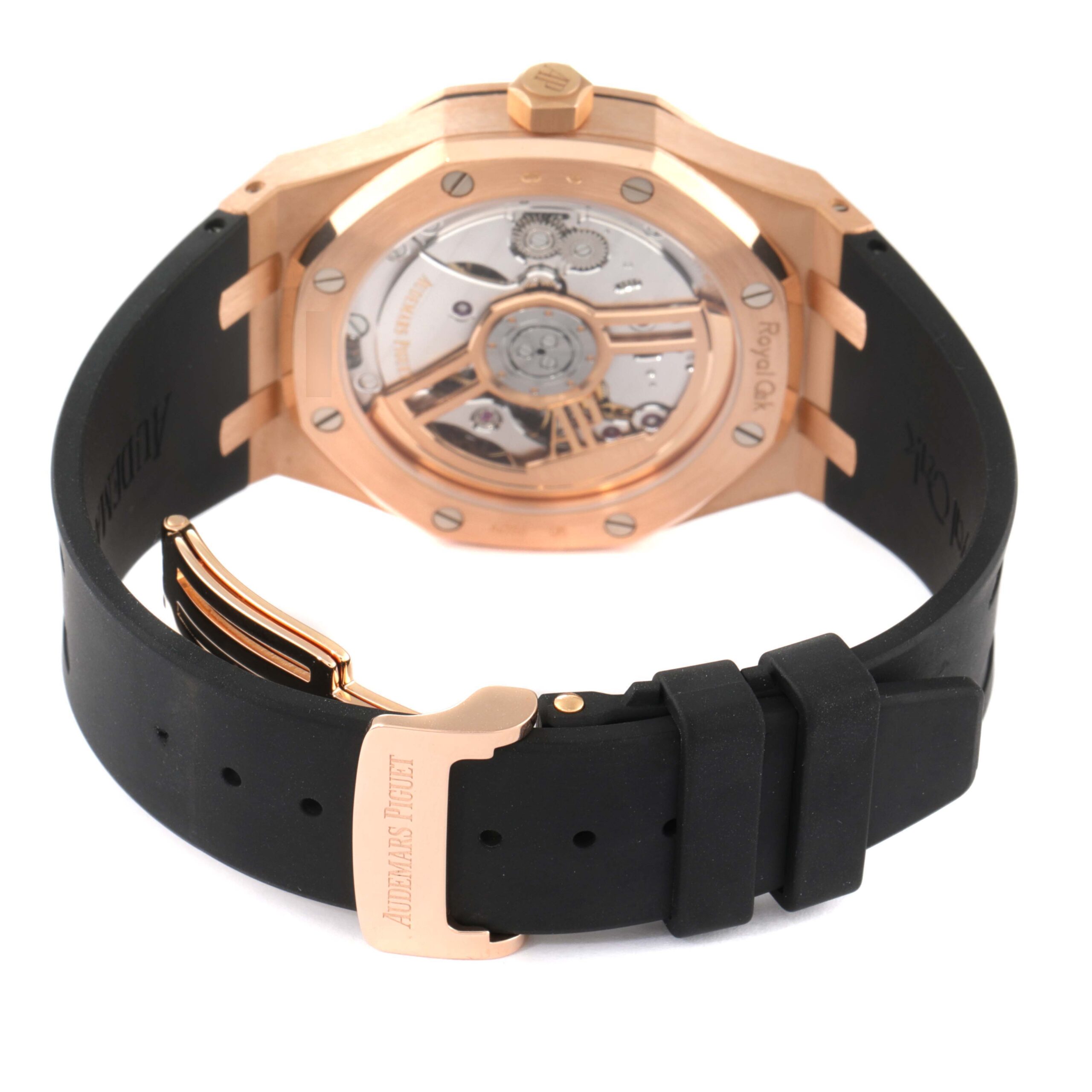 Audemars Piguet Royal Oak 18k Rose Gold Black Dial Watch 15500OR Box Papers