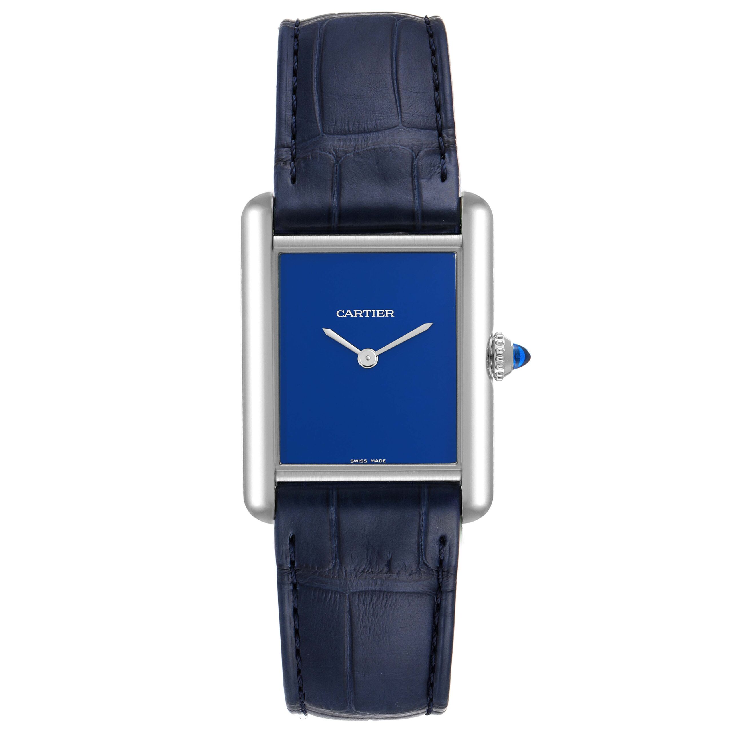 Cartier Tank Must Large Steel Blue Dial Ladies Watch WSTA0055