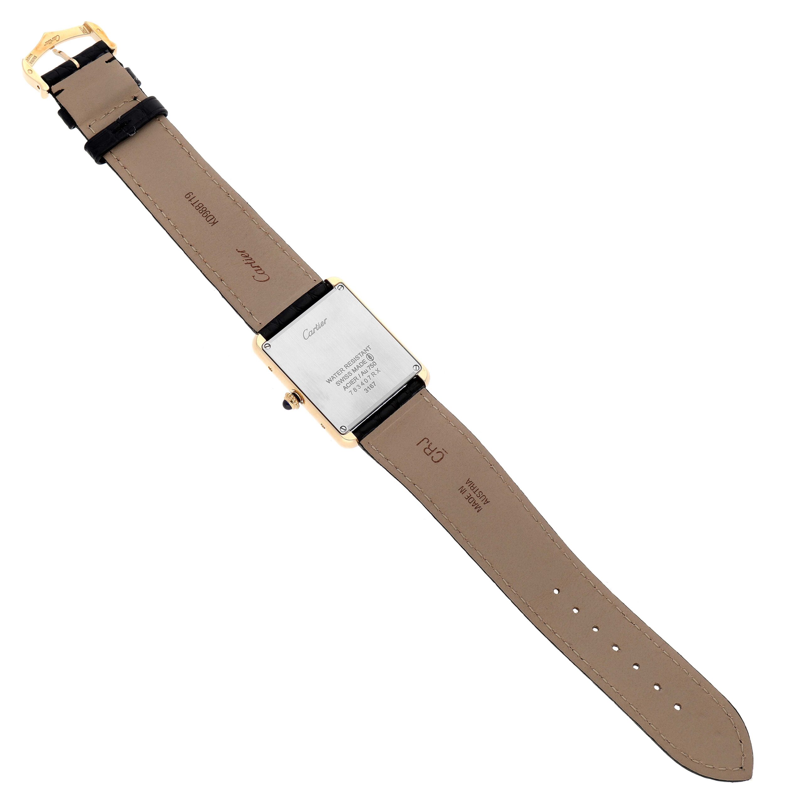 Cartier Tank Solo Large Yellow Gold Steel Mens Watch W5200004 Papers