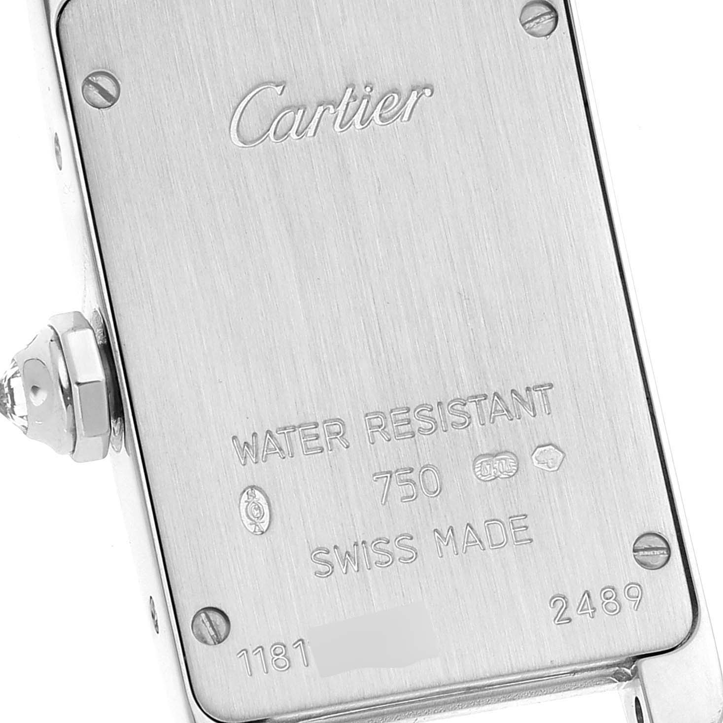 Cartier Tank Americaine White Gold Diamond Ladies Watch WB7073L1 Box Card