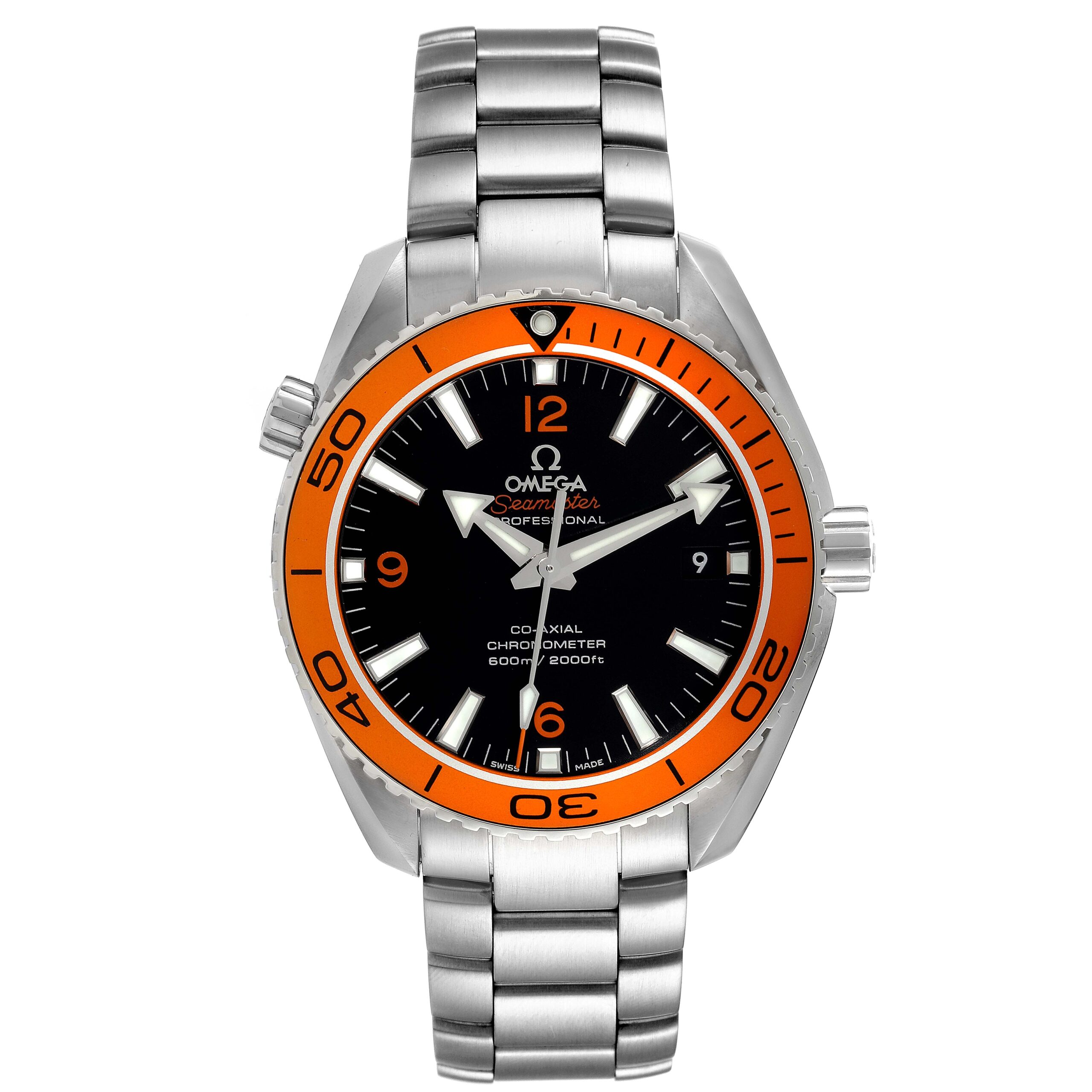 Omega Seamaster Planet Ocean Orange Bezel Watch 232.30.42.21.01.002 Box Card