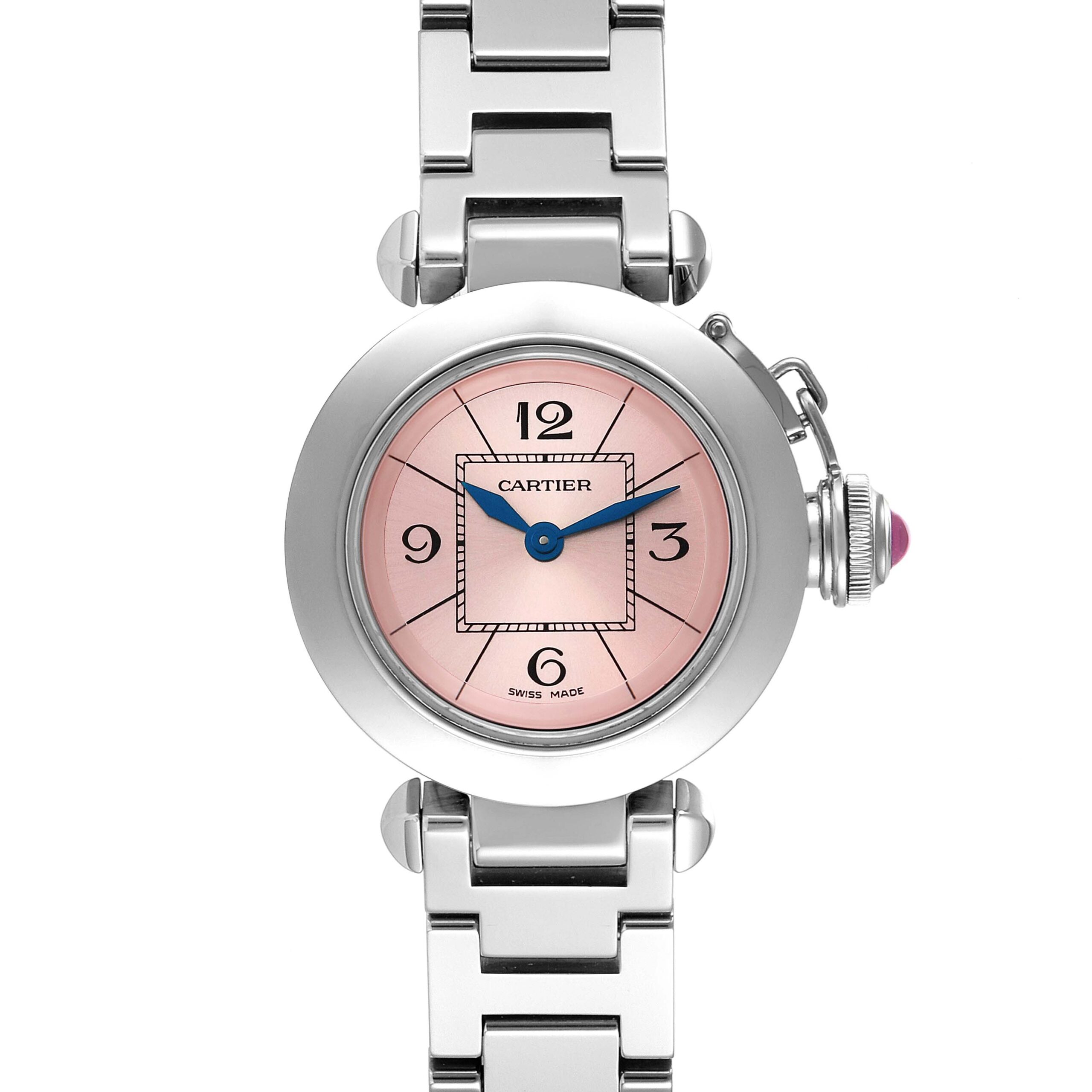 Cartier Miss Pasha Steel Pink Dial Ladies Watch W3140008