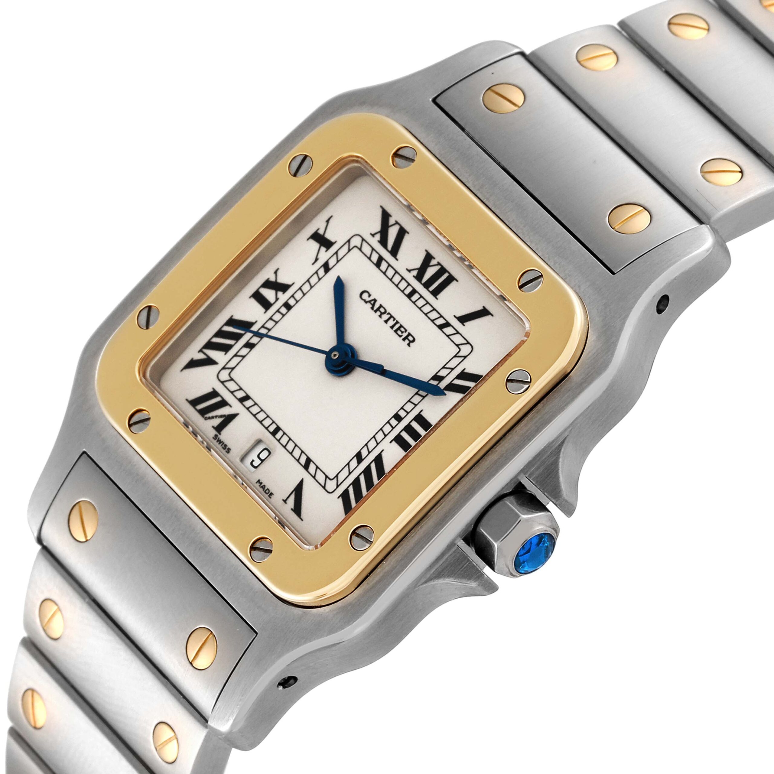 Cartier Santos Galbee Large Steel Yellow Gold Mens Watch W20011C4