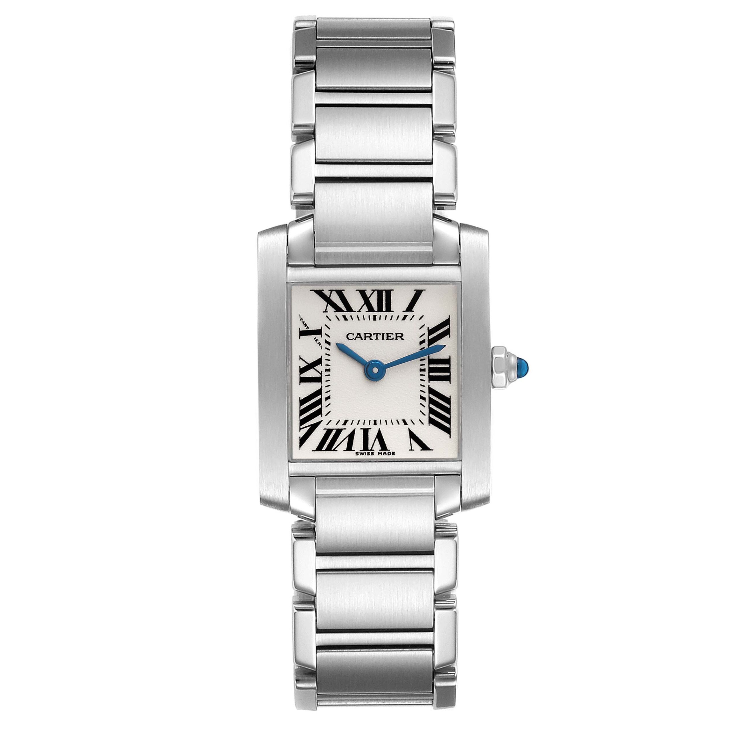 Cartier Tank Francaise Small Silver Dial Steel Ladies Watch W51008Q3 Box Papers