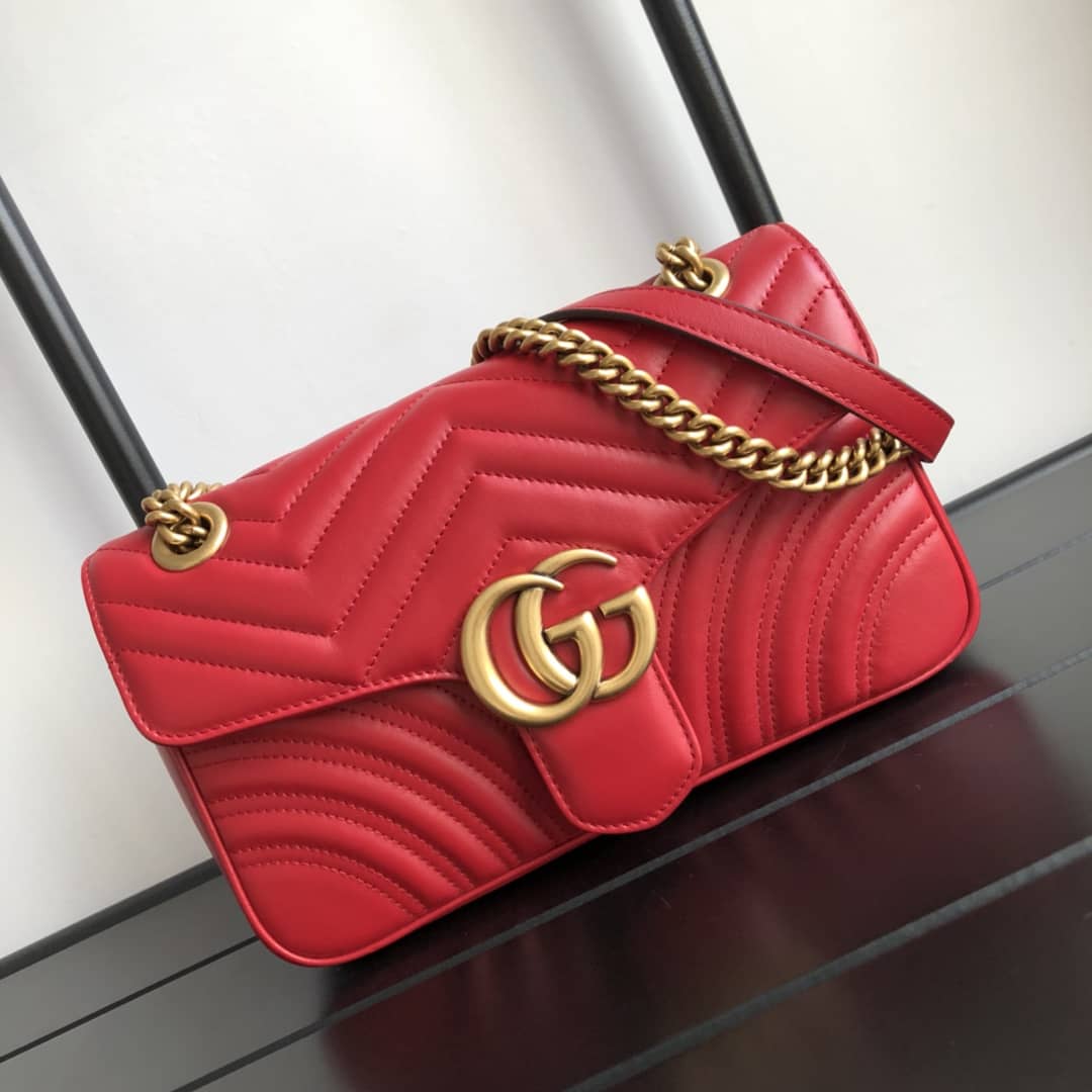 Gucci GG Marmont Matelasse Shoulder Bag Replica Red 443497