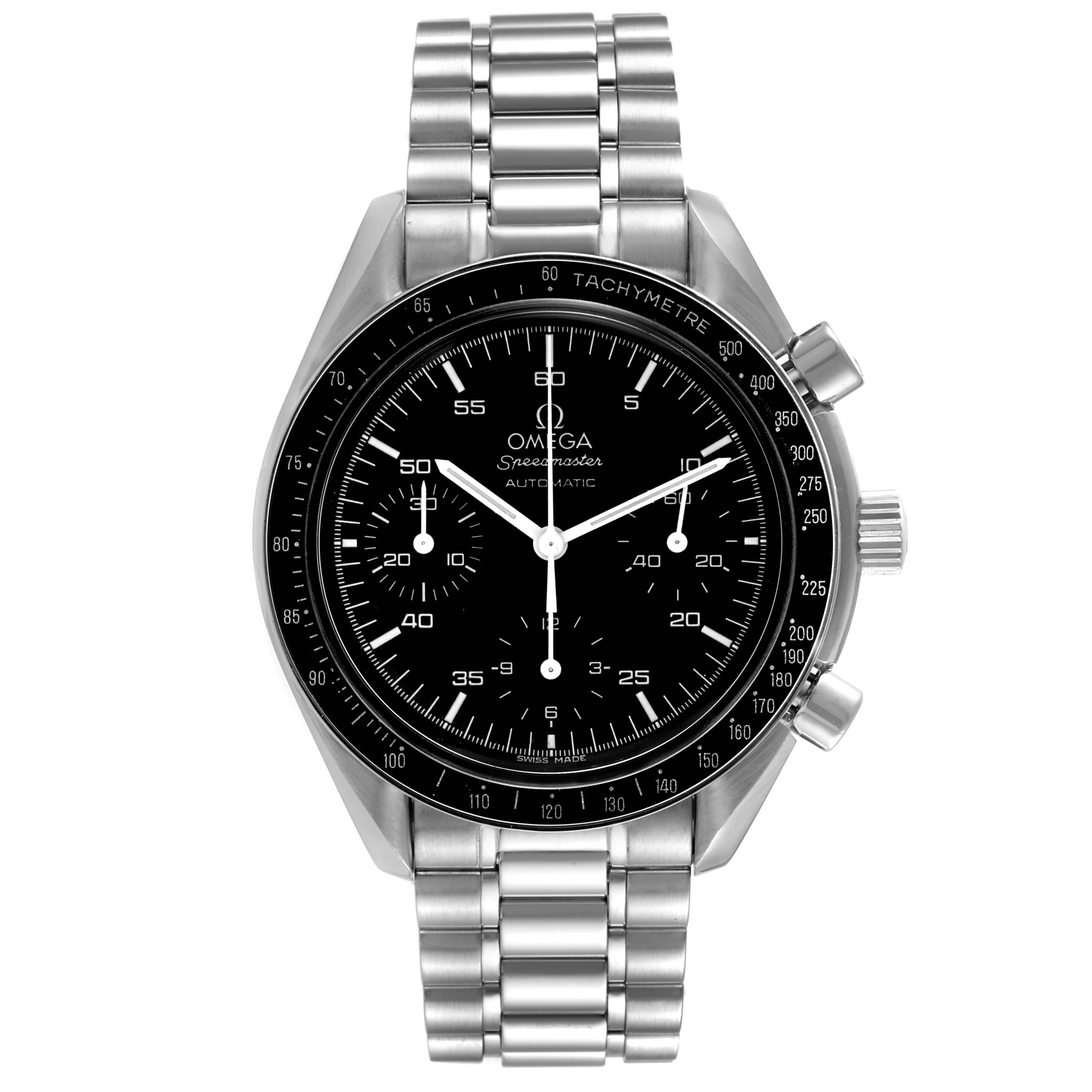 Omega Speedmaster Reduced Hesalite Chronograph Steel Mens Watch 3510.50.00