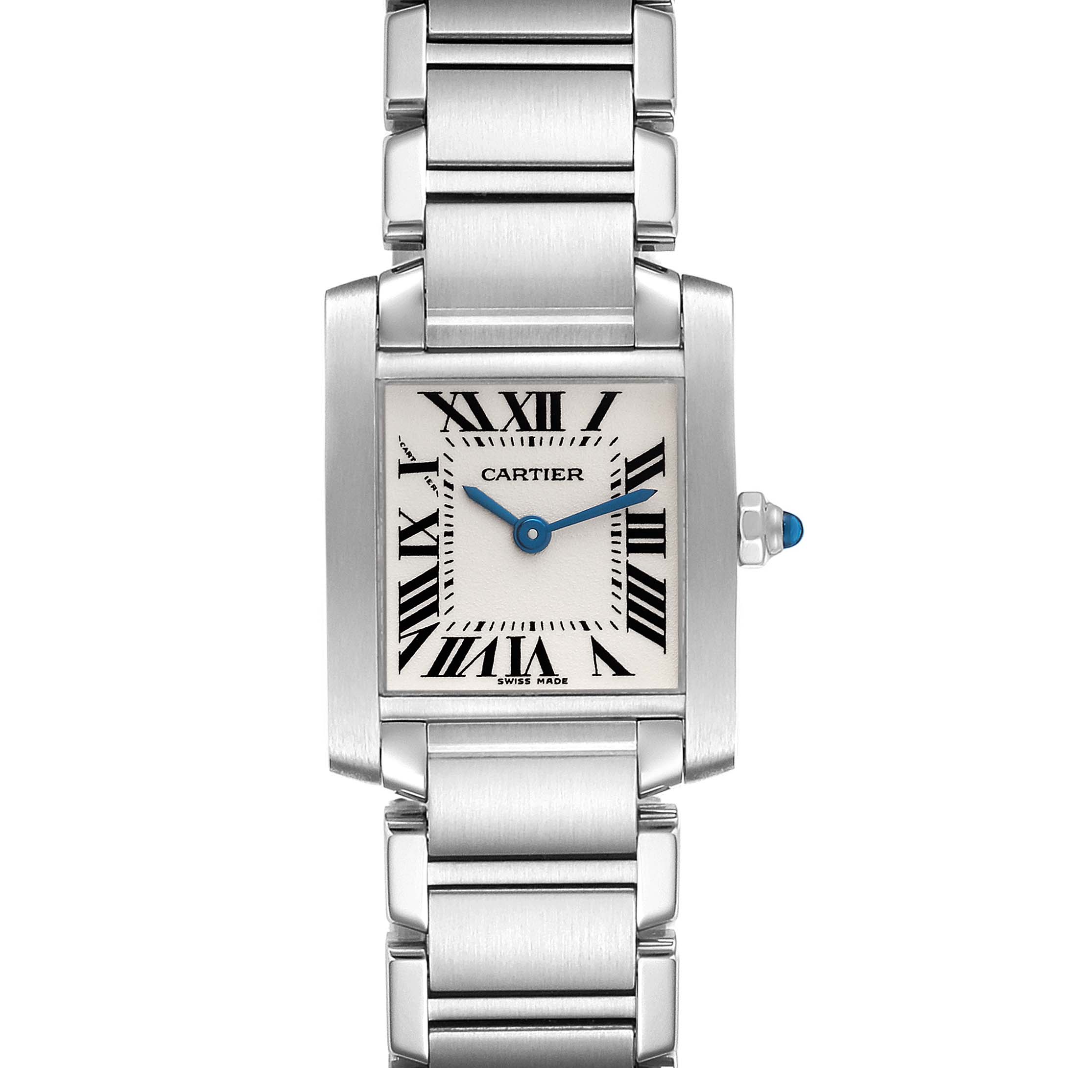 Cartier Tank Francaise Small Silver Dial Steel Ladies Watch W51008Q3 Box Papers