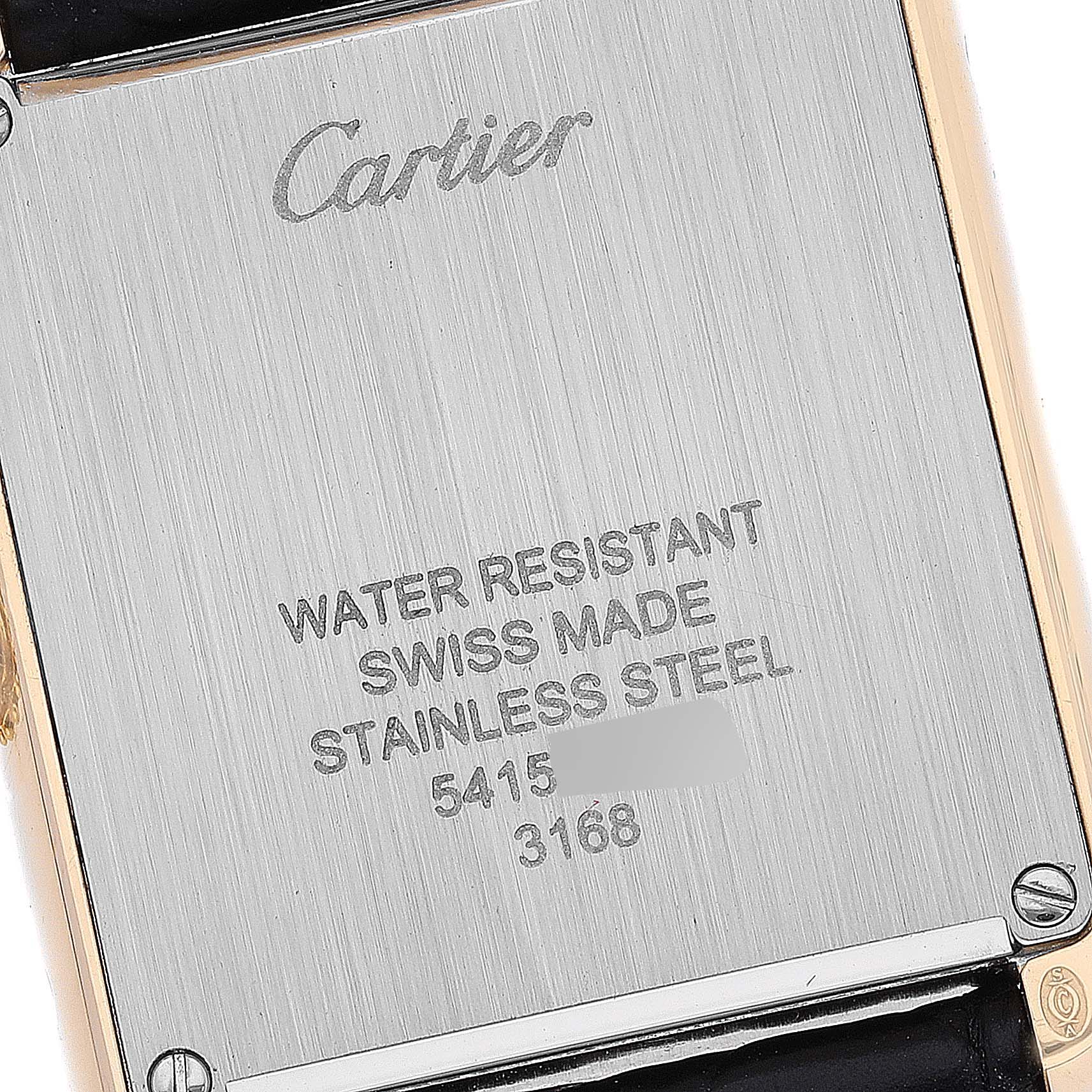 Cartier Tank Solo Yellow Gold Steel Silver Dial Ladies Watch W5200002 Card