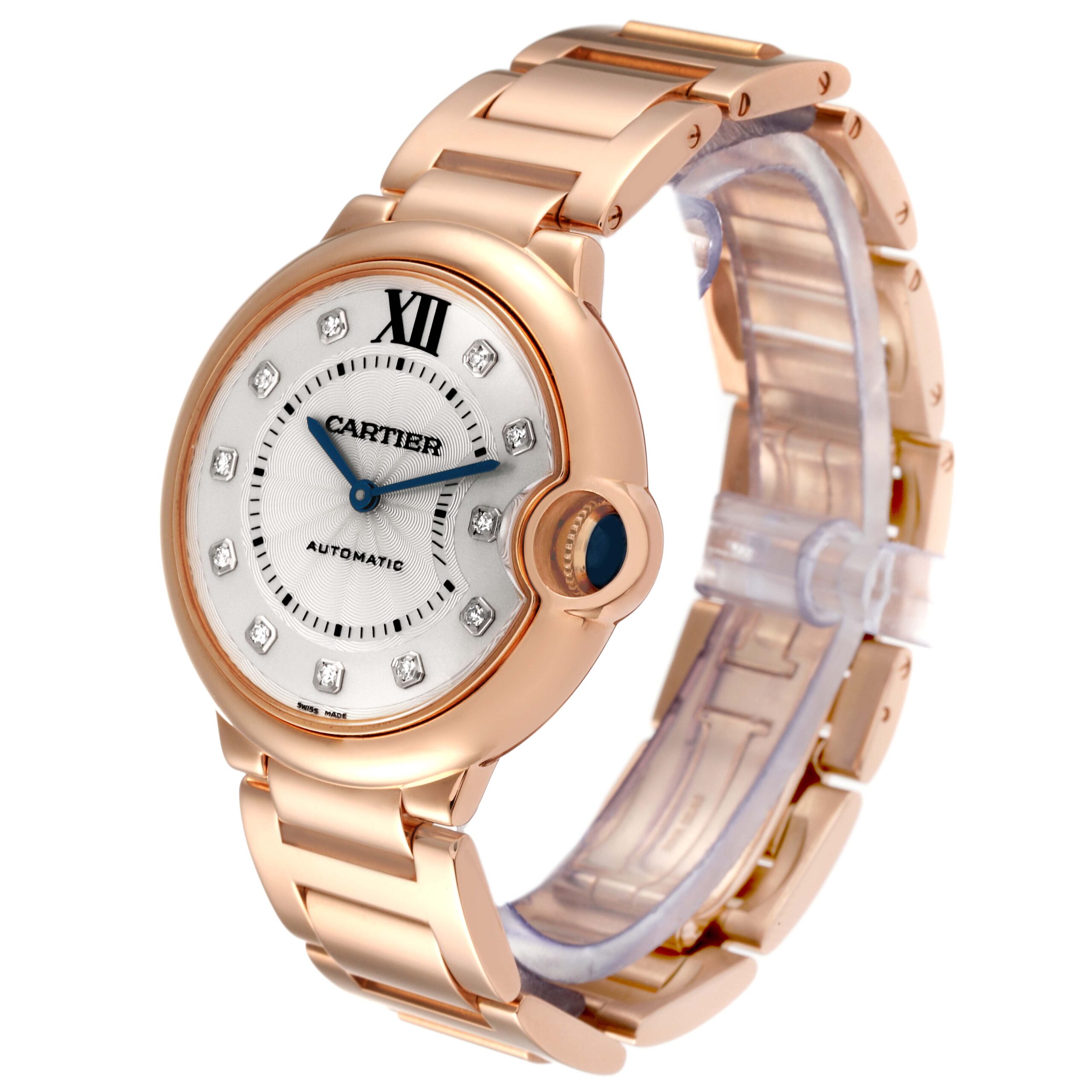 Cartier Ballon Bleu 36 Rose Gold Diamond Ladies Watch WE902026
