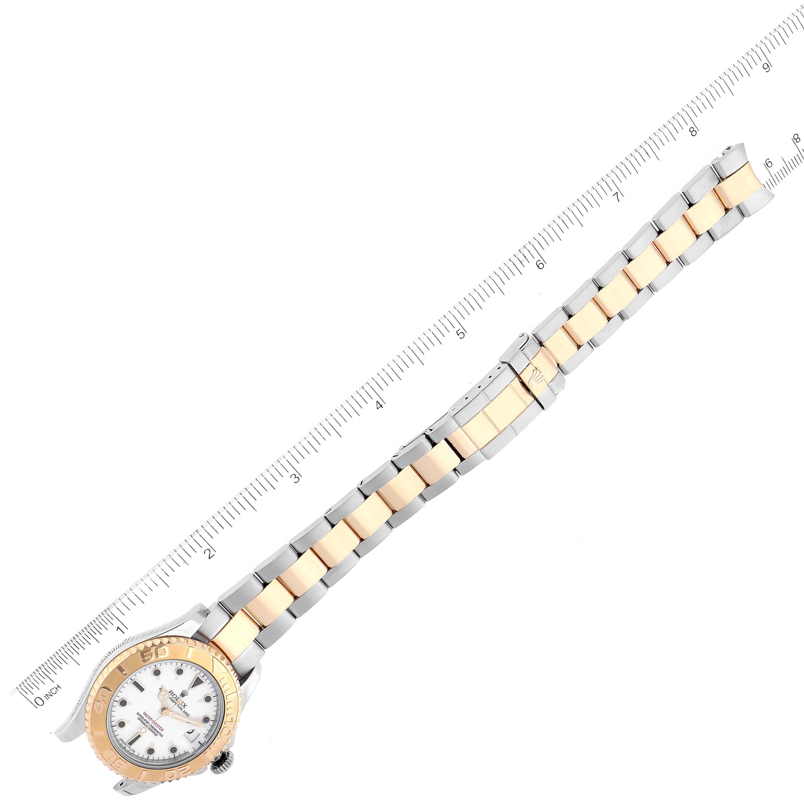 Rolex Yachtmaster 35 Midsize Steel Yellow Gold White Dial Mens Watch 68623