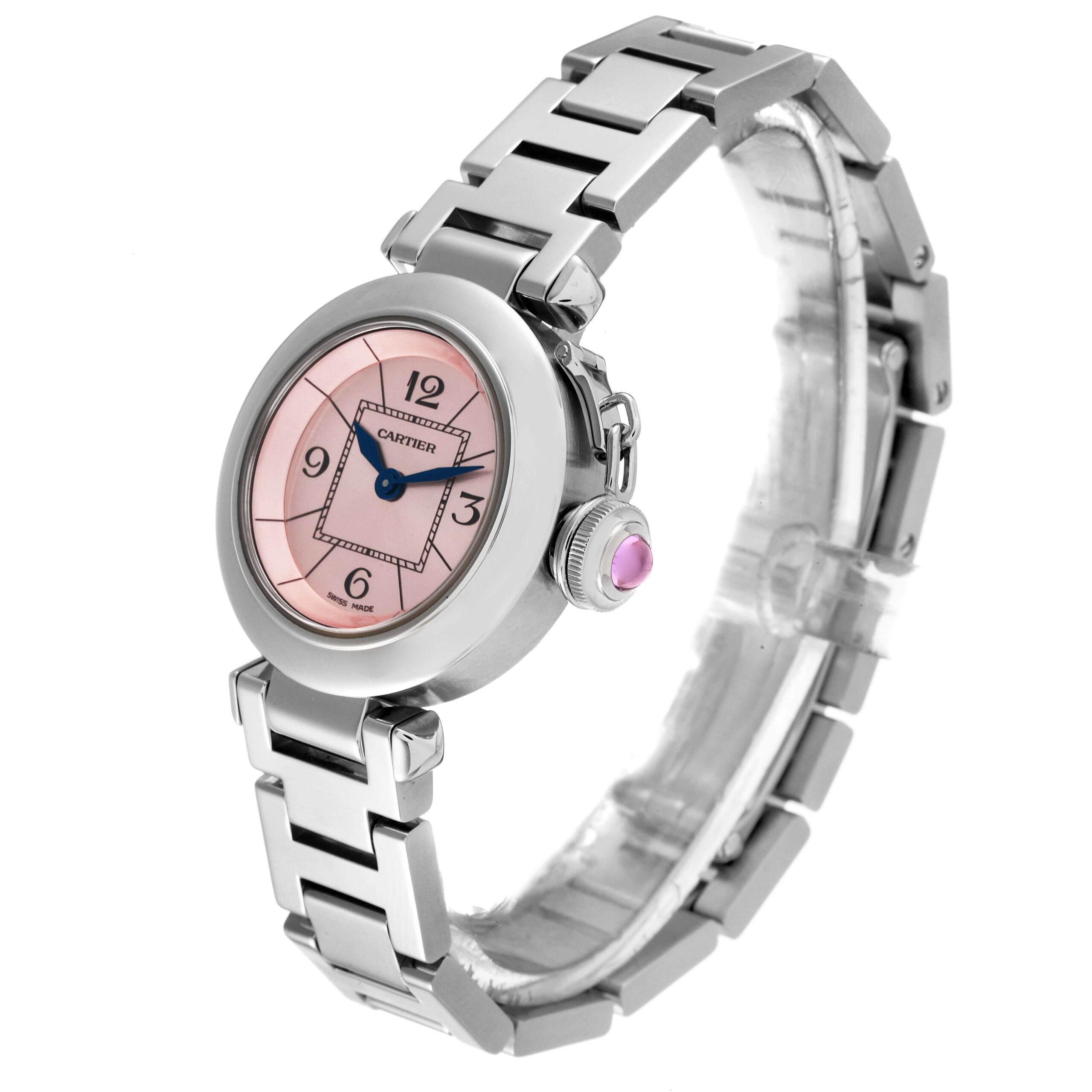 Cartier Miss Pasha Steel Pink Dial Ladies Watch W3140008