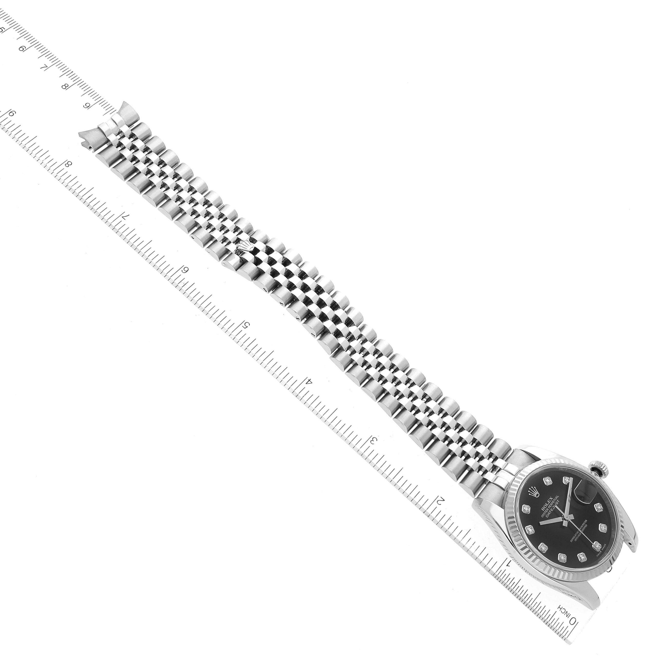 Rolex Datejust Steel White Gold Black Diamond Dial Mens Watch 116234