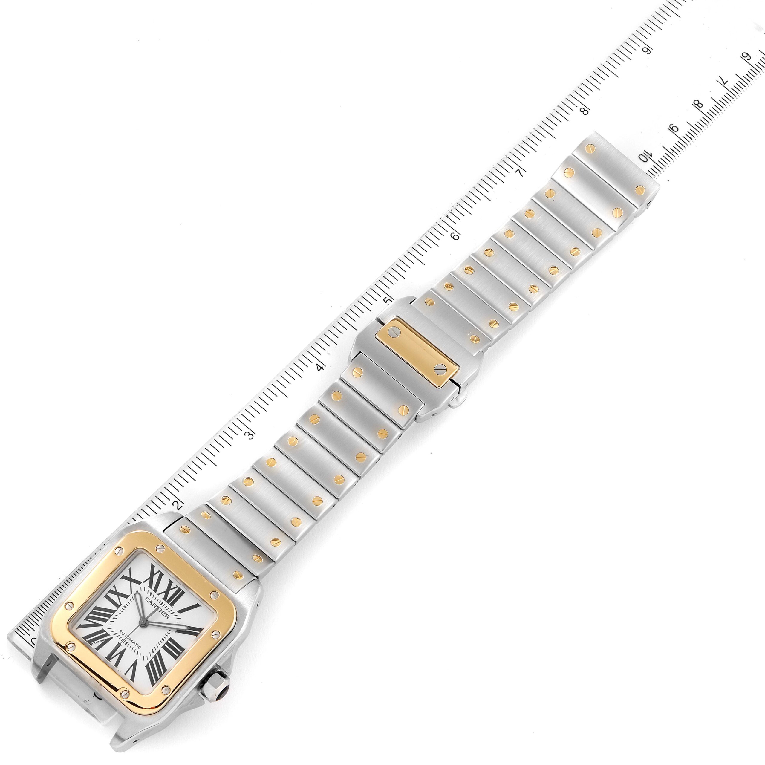 Cartier Santos 100 38mm Steel Yellow Gold Mens Watch W200728G