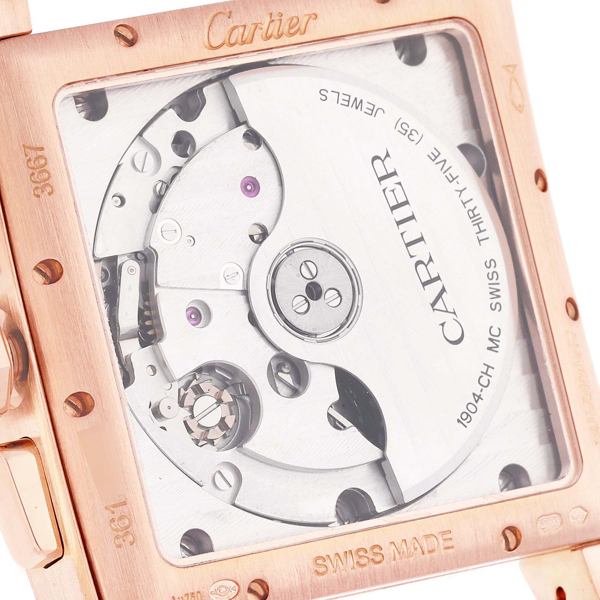 Cartier Tank MC 18K Rose Gold Silver Dial Mens Watch W5330005