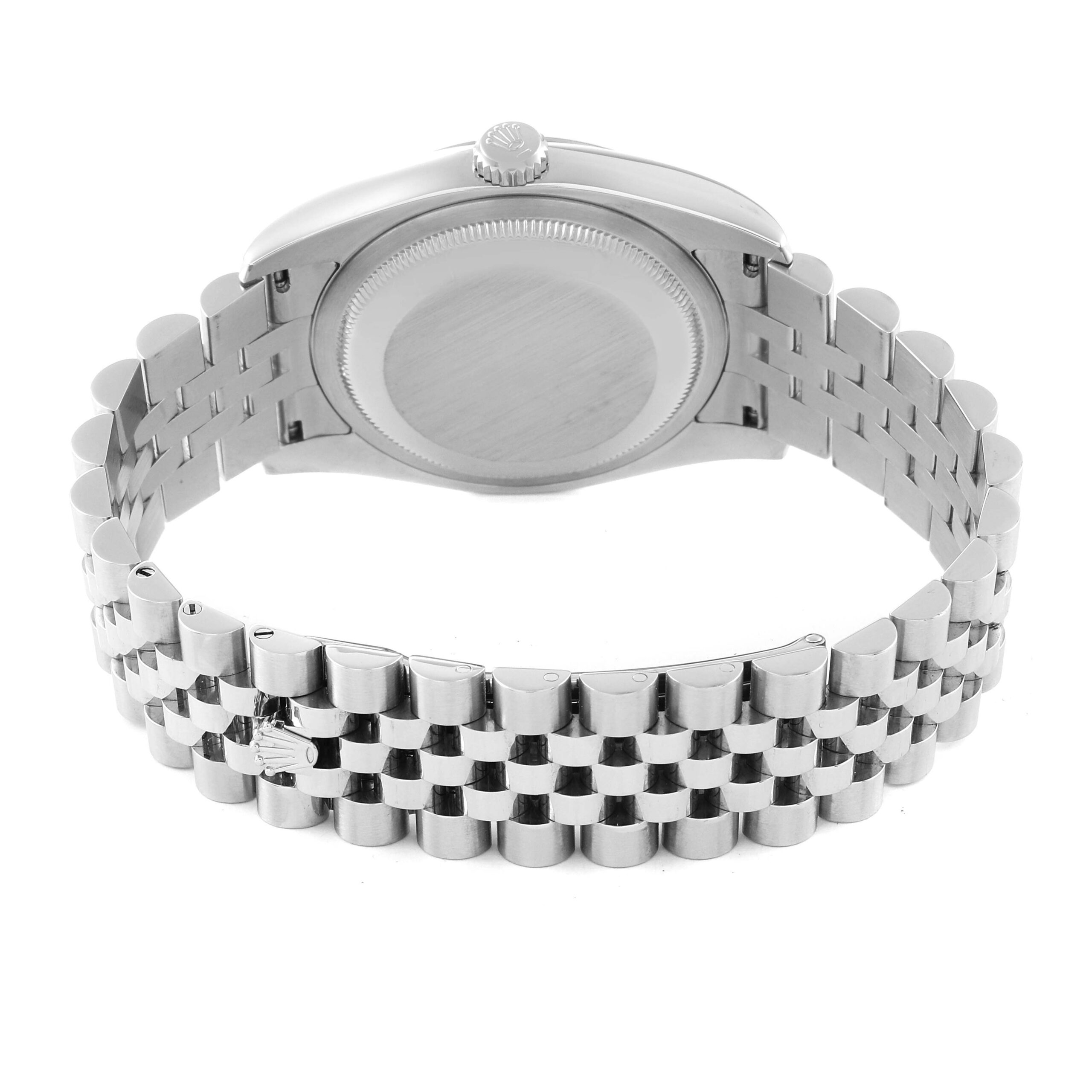 Rolex Datejust Steel White Gold Black Diamond Dial Mens Watch 116234