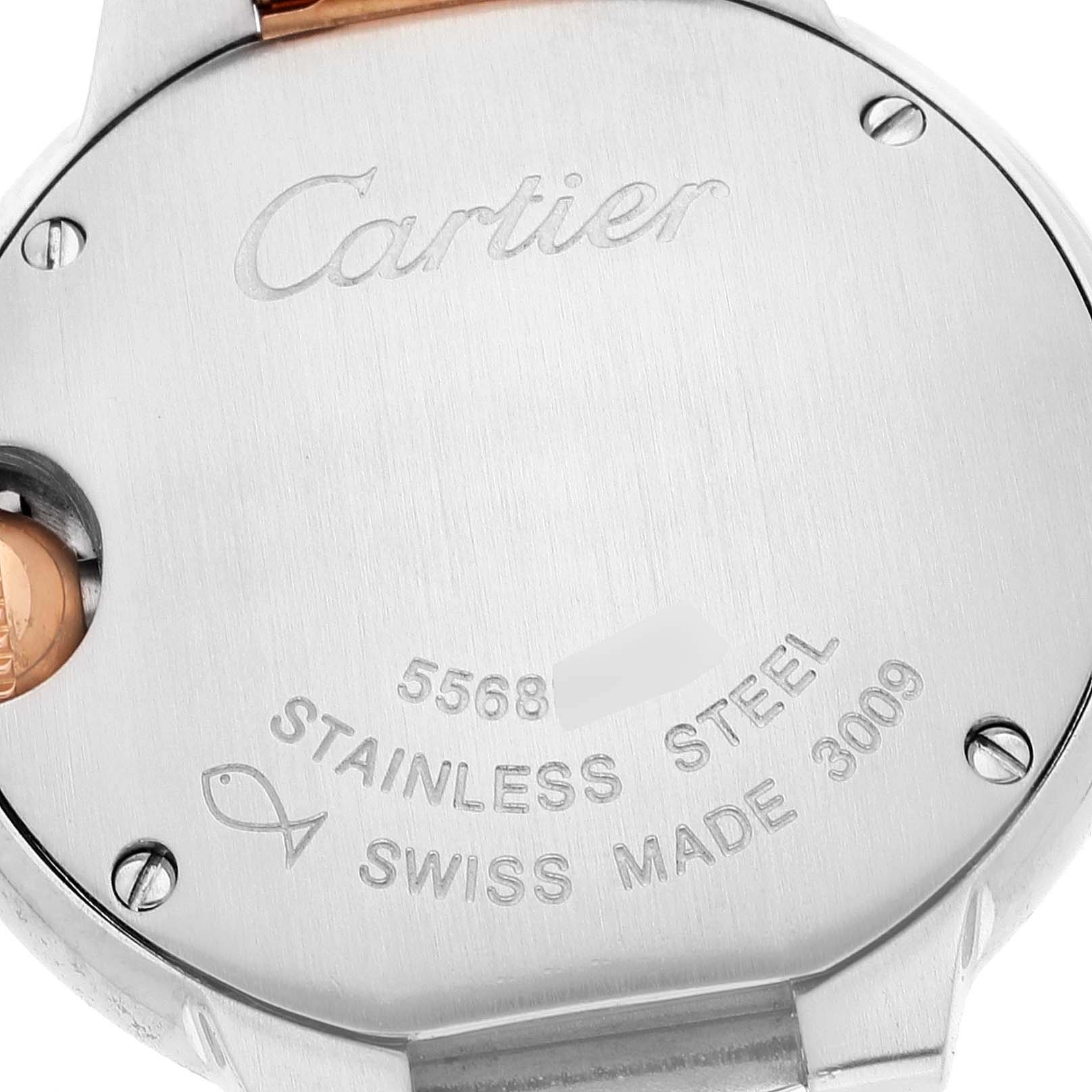 Cartier Ballon Bleu Steel Rose Gold Pink MOP Dial Watch W6920034 Box Papers