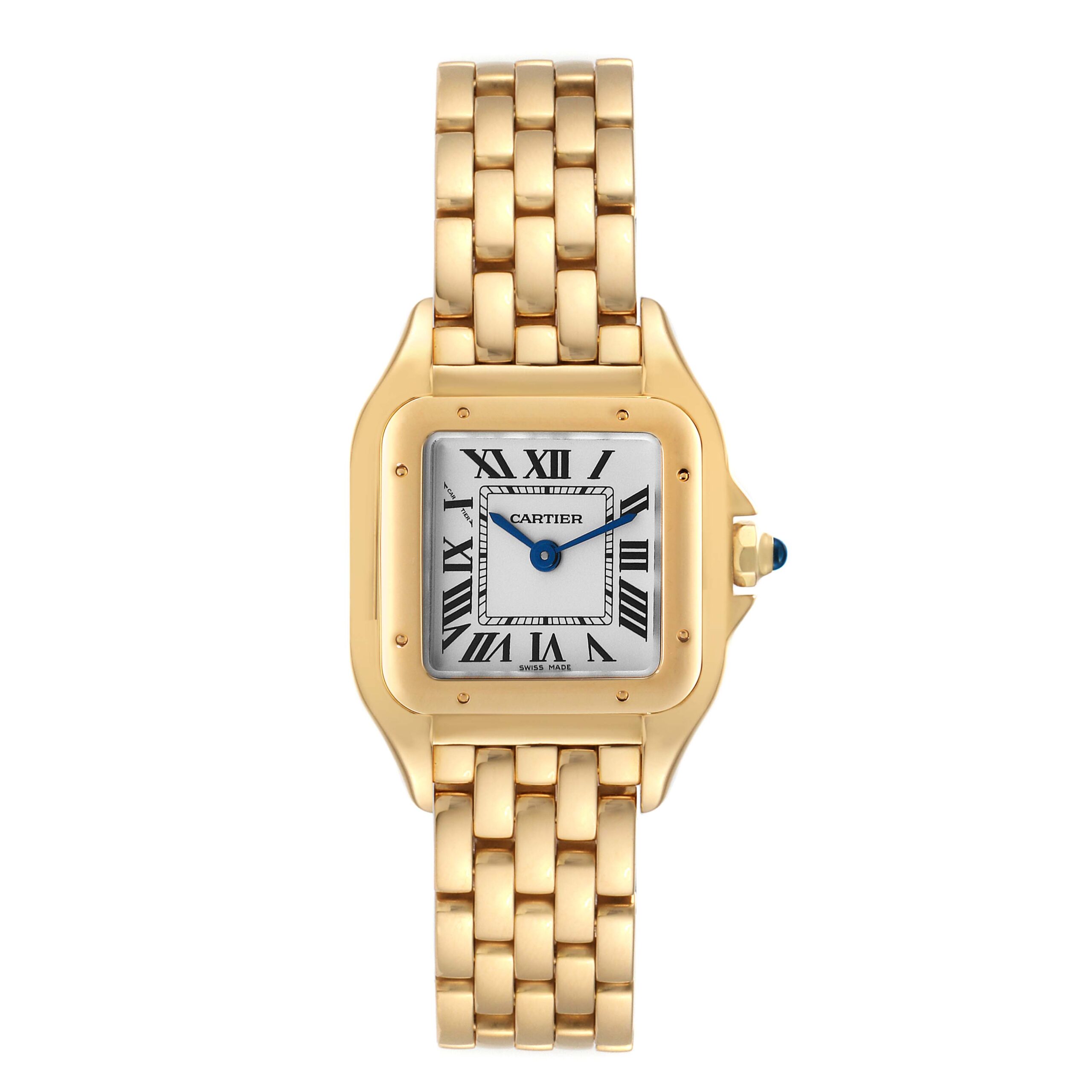 Cartier Panthere Small Yellow Gold Silver Dial Ladies Watch WGPN0008 Box Papers