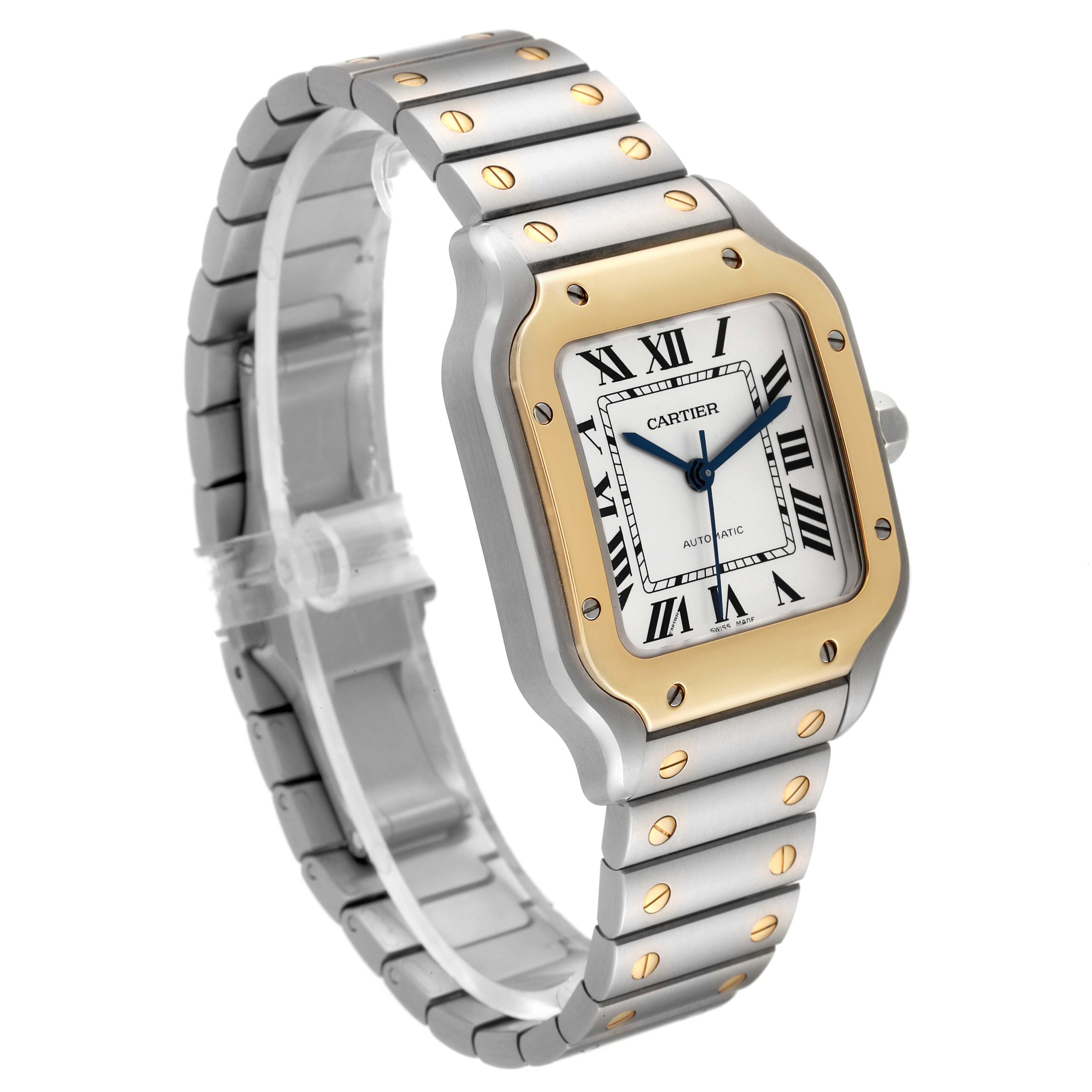 Cartier Santos Medium Steel Yellow Gold Mens Watch W2SA0016 Box Card