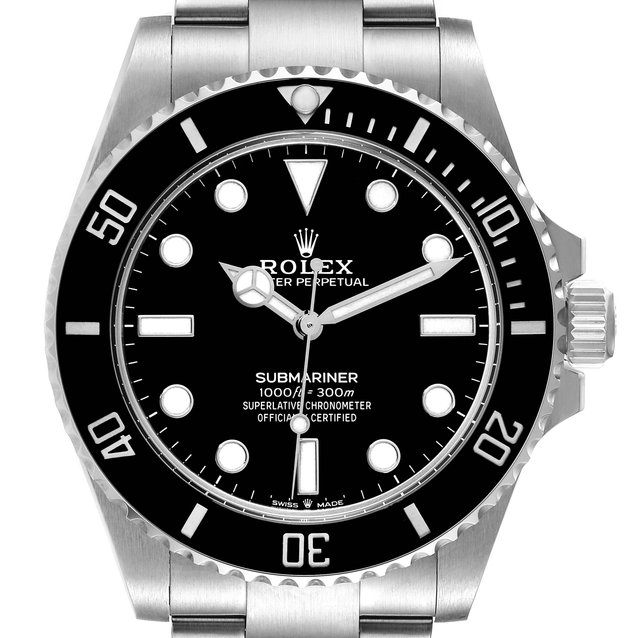 Rolex Submariner Non-Date Ceramic Bezel Steel Mens Watch 124060 Box Card
