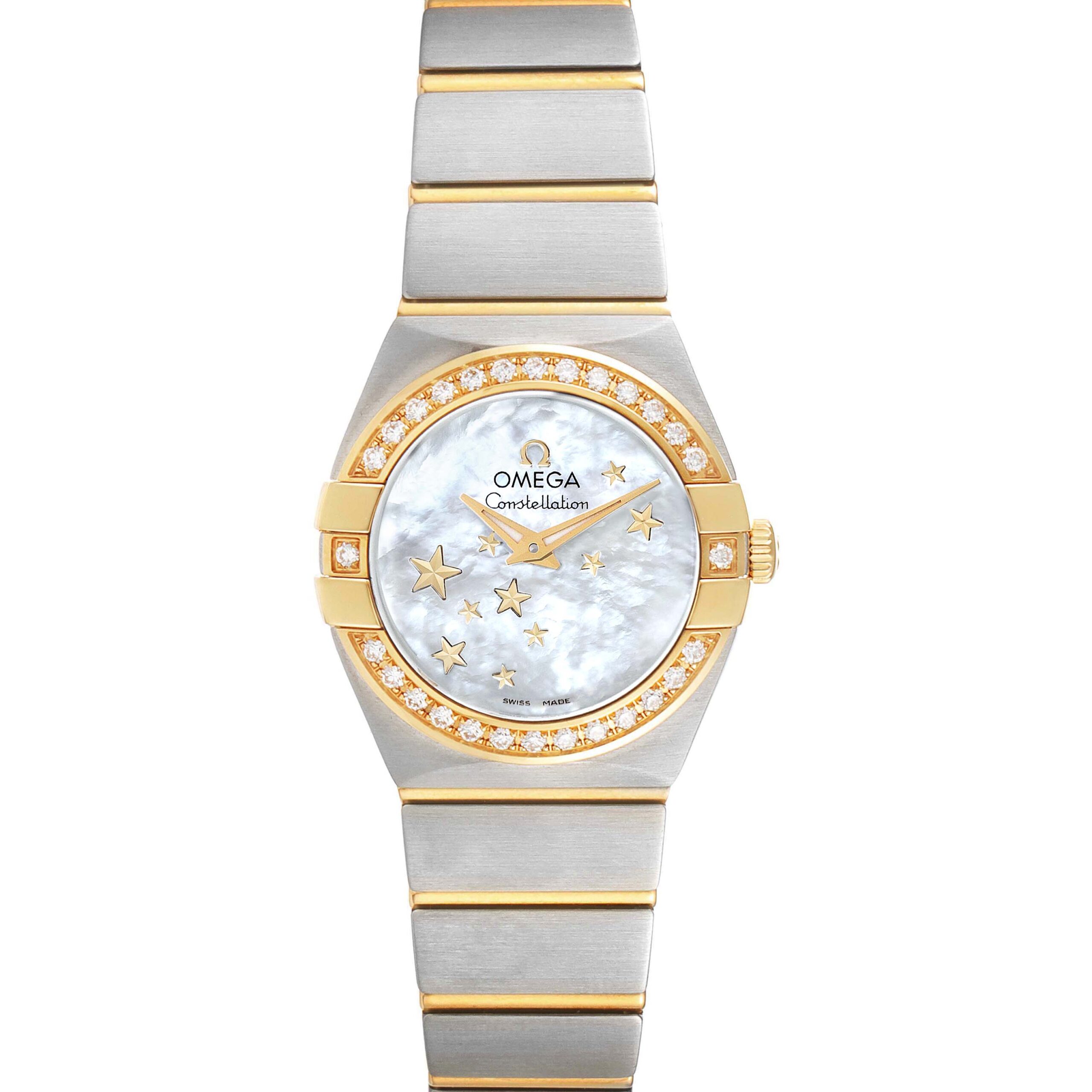 Omega Constellation Star Steel Yellow Gold Diamond Ladies Watch 123.25.24.60.05.001