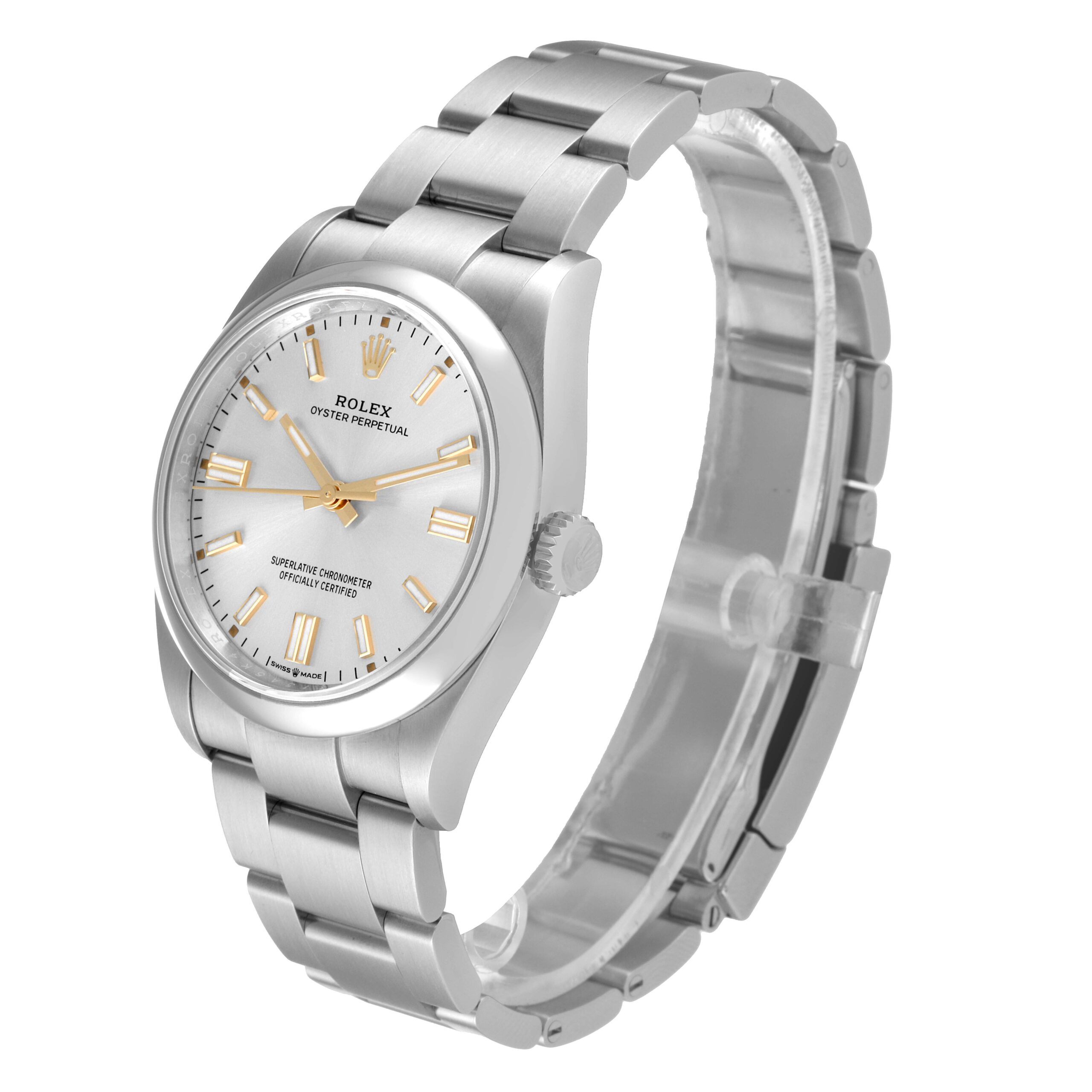 Rolex Oyster Perpetual Silver Dial Steel Mens Watch 126000 Unworn