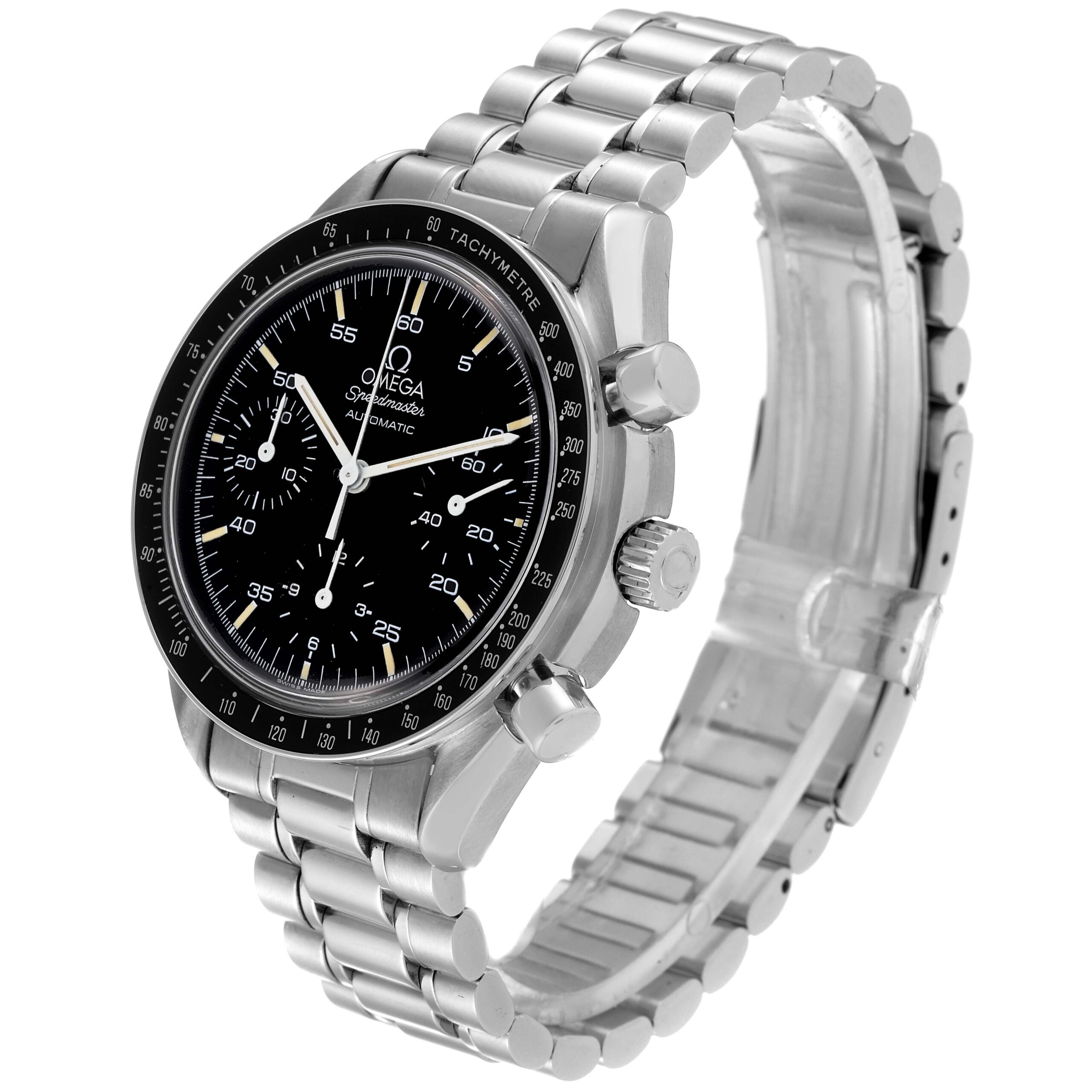 Omega Speedmaster Reduced Hesalite Chronograph Steel Mens Watch 3510.50.00
