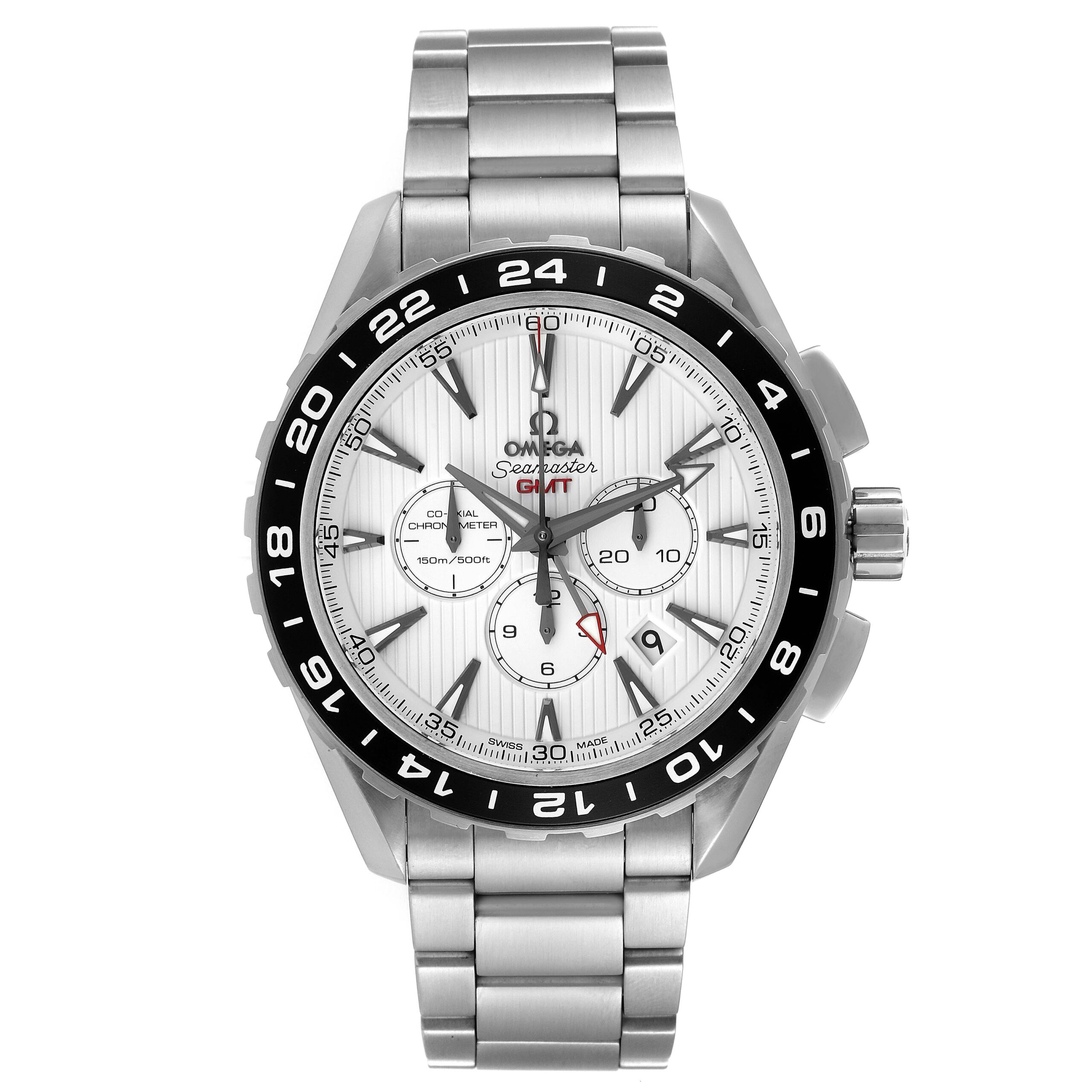 Omega Aqua Terra GMT Chronograph Steel Mens Watch 231.10.44.52.04.001 Box Card