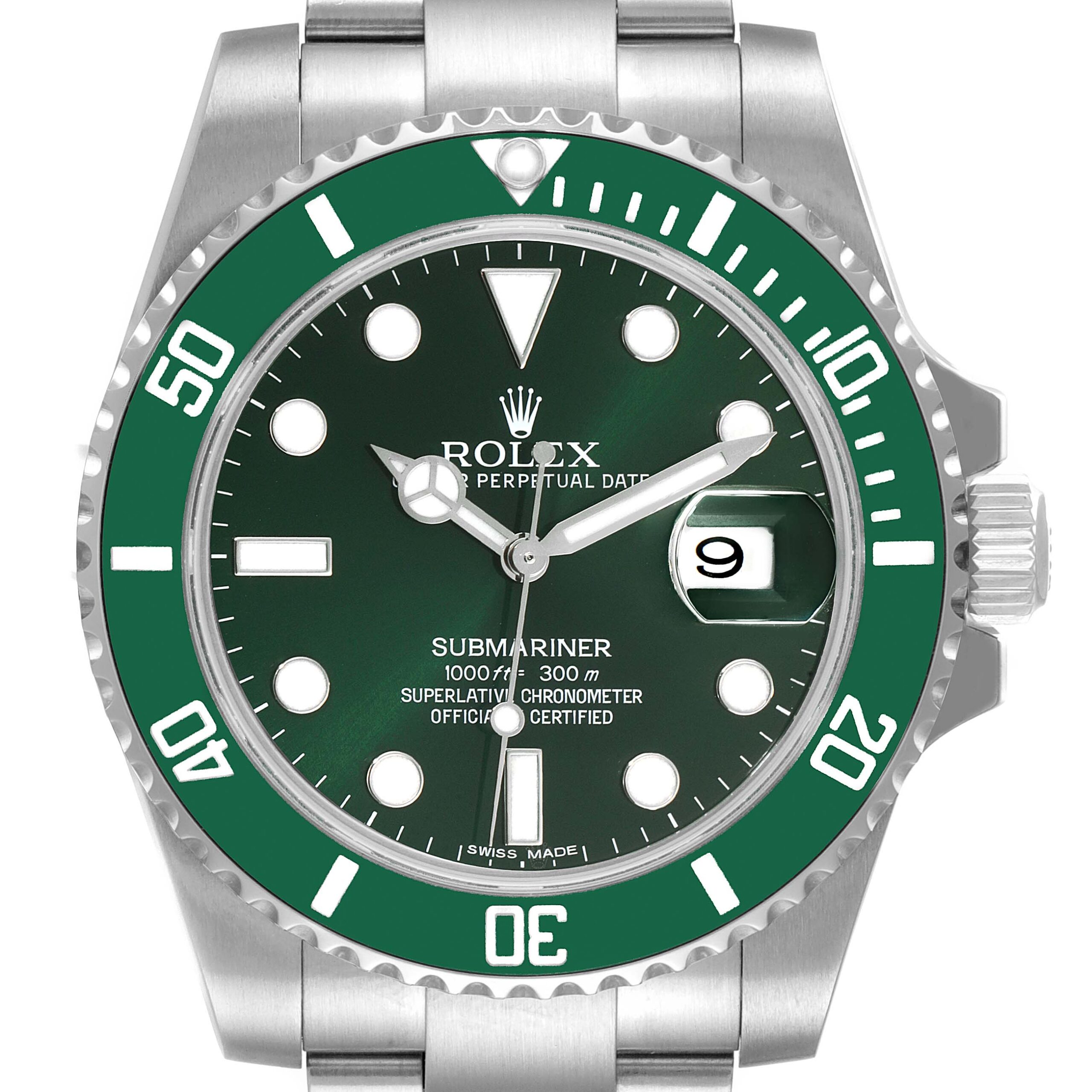 Rolex Submariner Hulk Green Dial Bezel Steel Mens Watch 116610LV Box Card