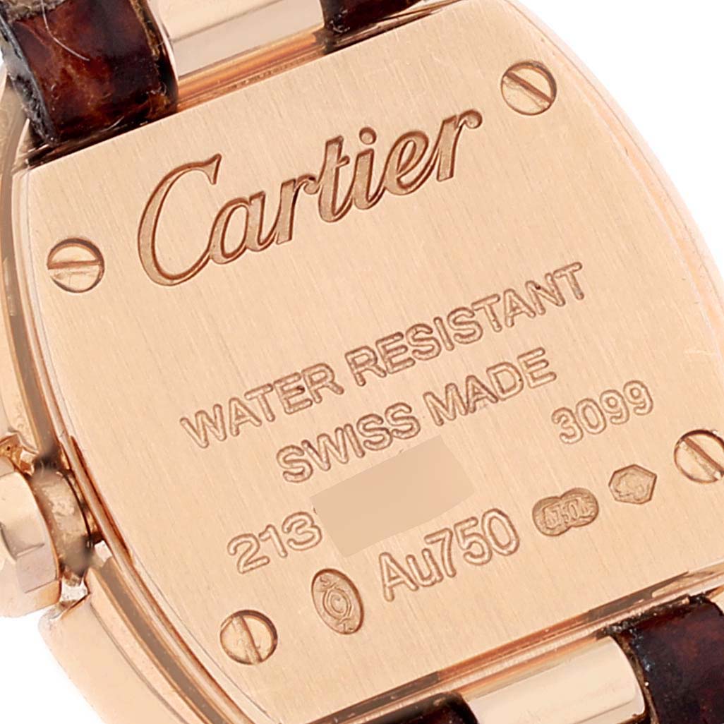 Cartier Baignoire 18K Rose Gold Diamond Ladies Watch WB520028 Box Papers