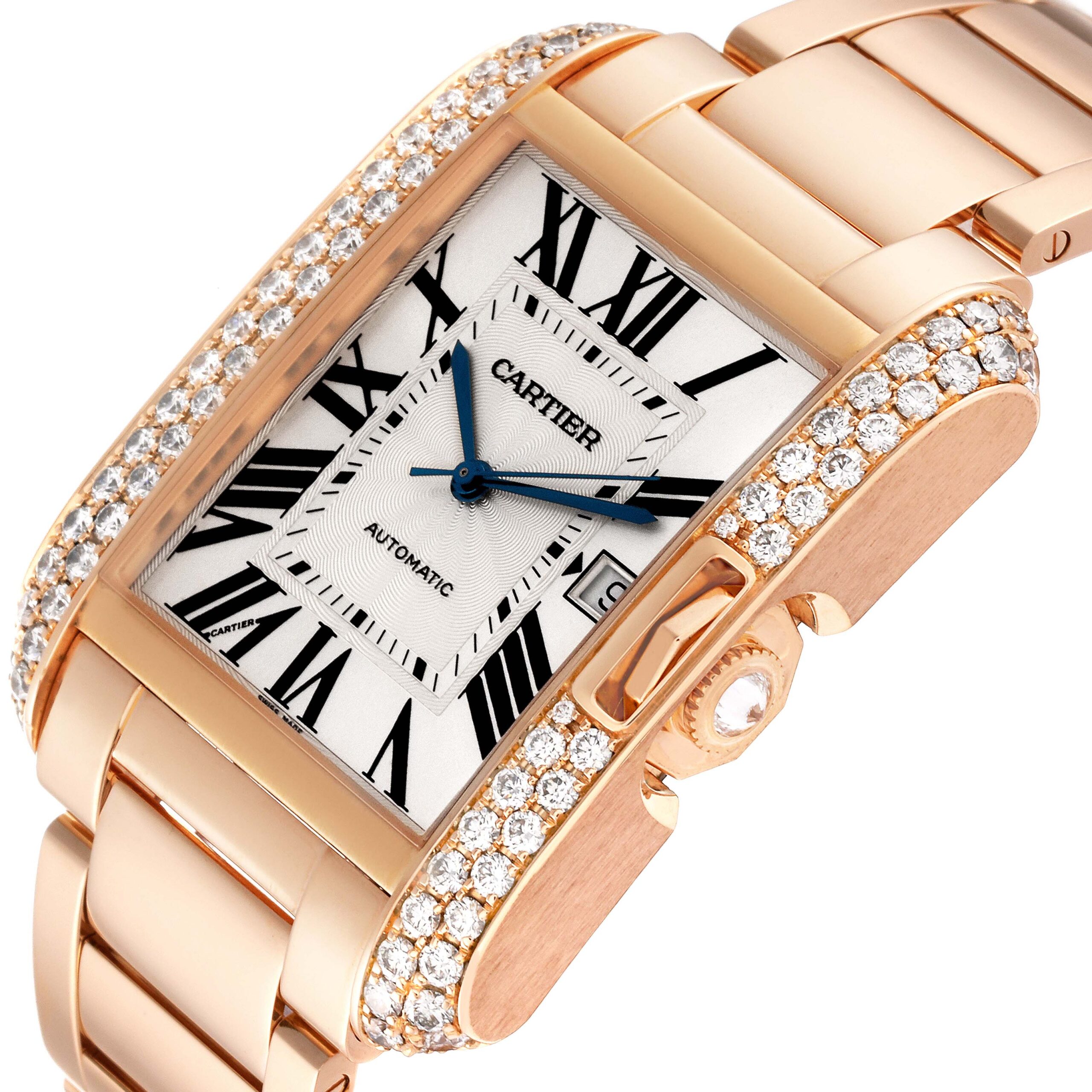 Cartier Tank Anglaise Large 18K Rose Gold Diamond Watch WT100004 Box Papers
