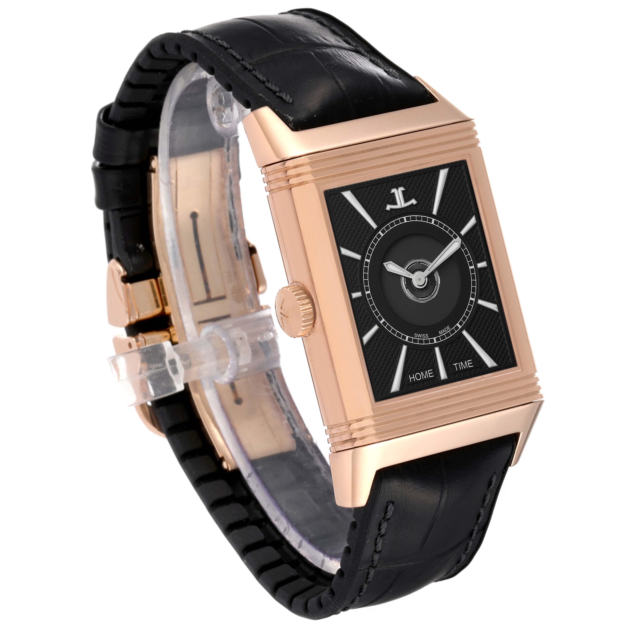 Jaeger LeCoultre Reverso Duoface Rose Gold Mens Watch 215.2.S9 Q3832420 Box Card