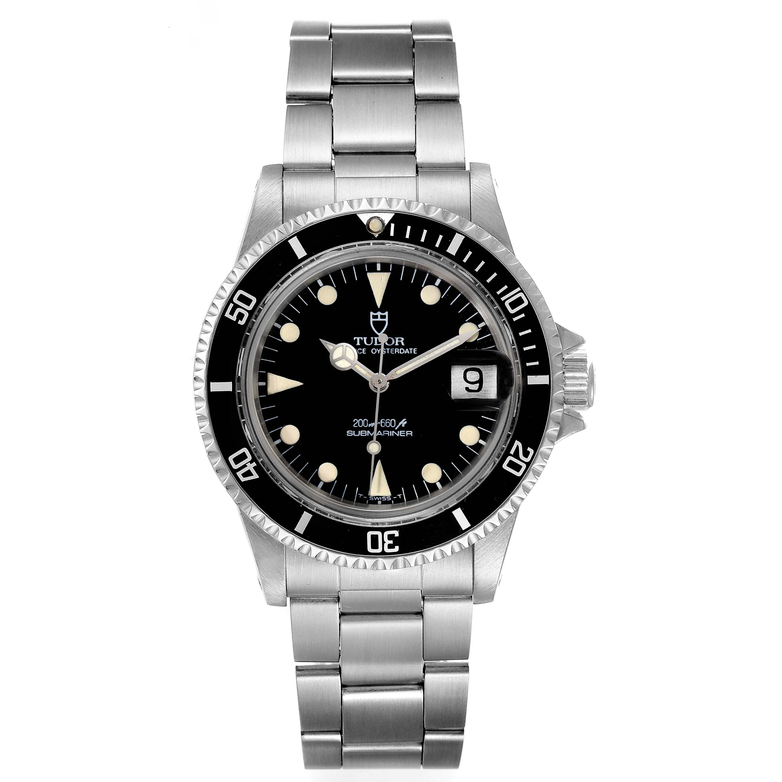 Tudor Submariner Prince Oysterdate Black Dial Steel Mens Watch 76100