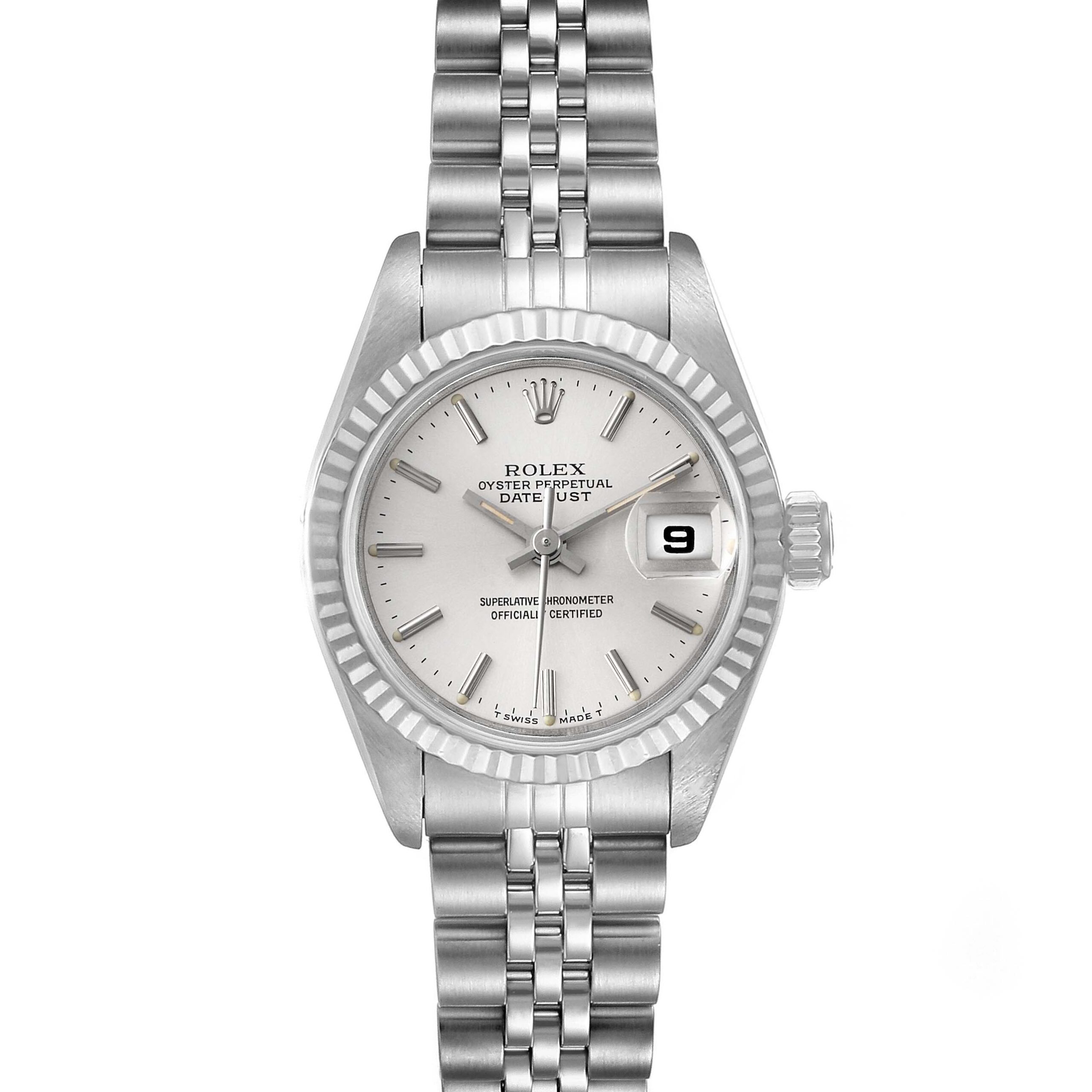 Rolex Datejust Steel White Gold Silver Dial Ladies Watch 69174