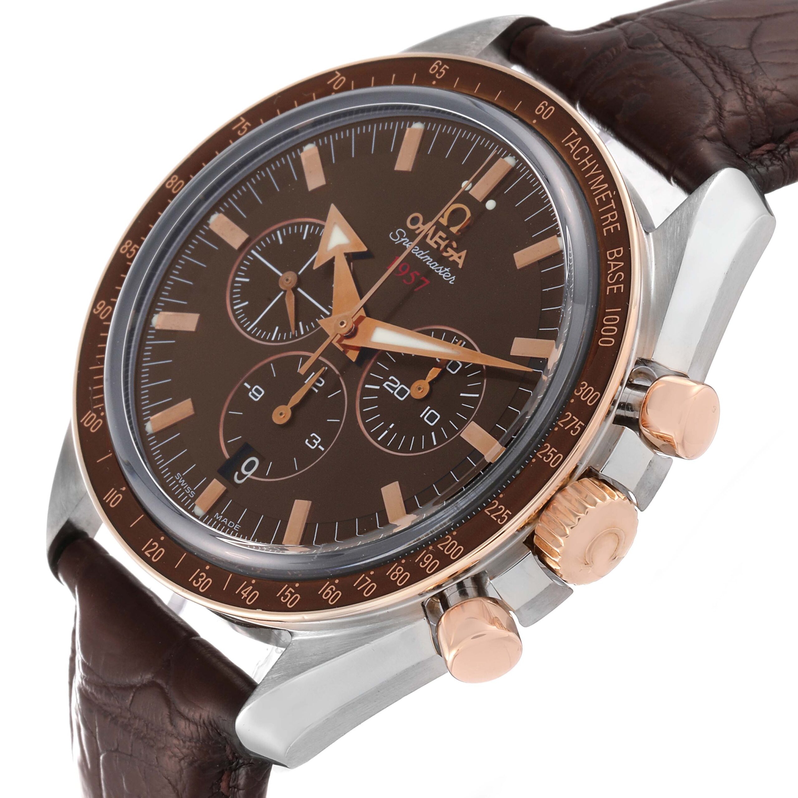Omega Speedmaster Broad Arrow 1957 Steel Rose Gold Mens Watch 321.93.42.50.13.001