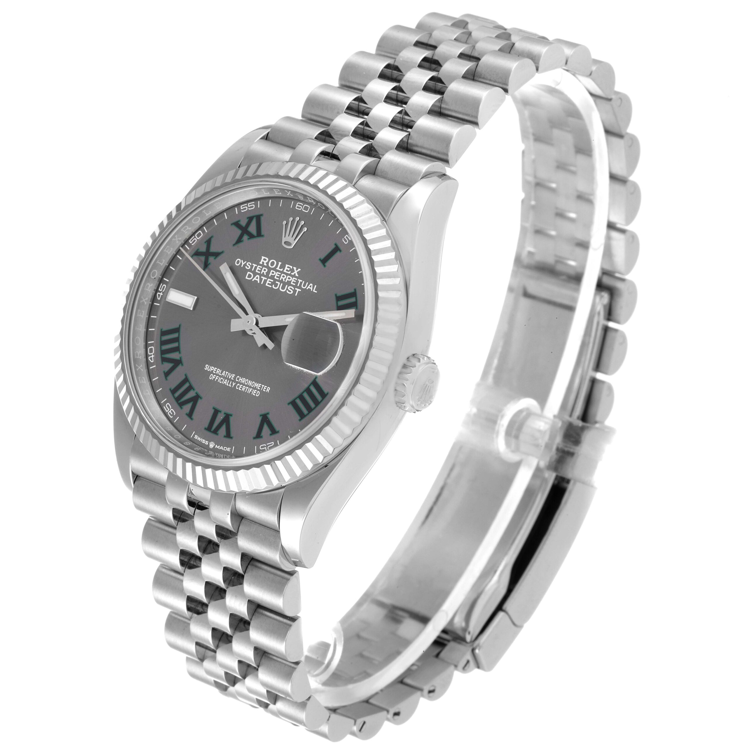 Rolex Datejust Steel White Gold Wimbledon Dial Mens Watch 126234 Unworn