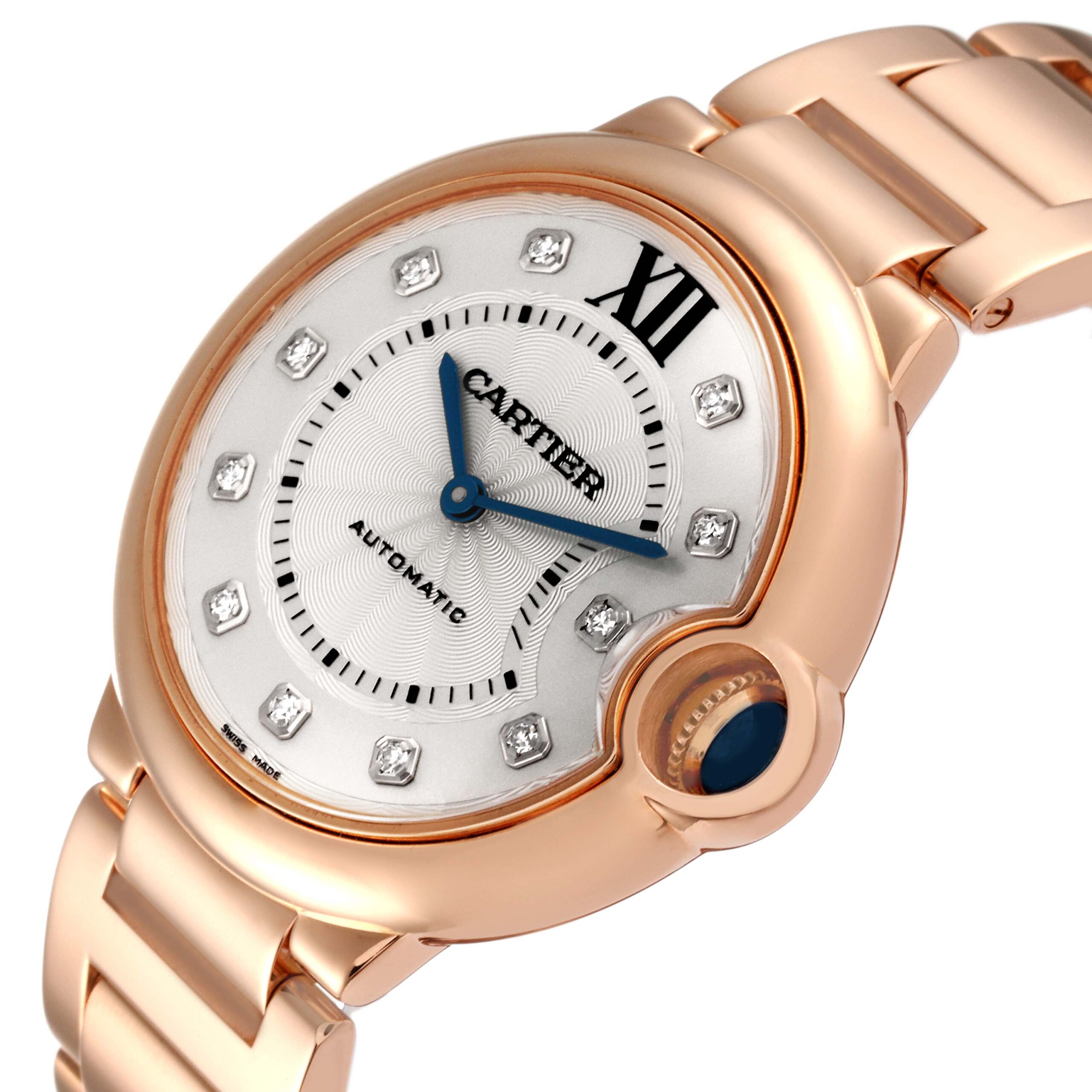 Cartier Ballon Bleu 36 Rose Gold Diamond Ladies Watch WE902026