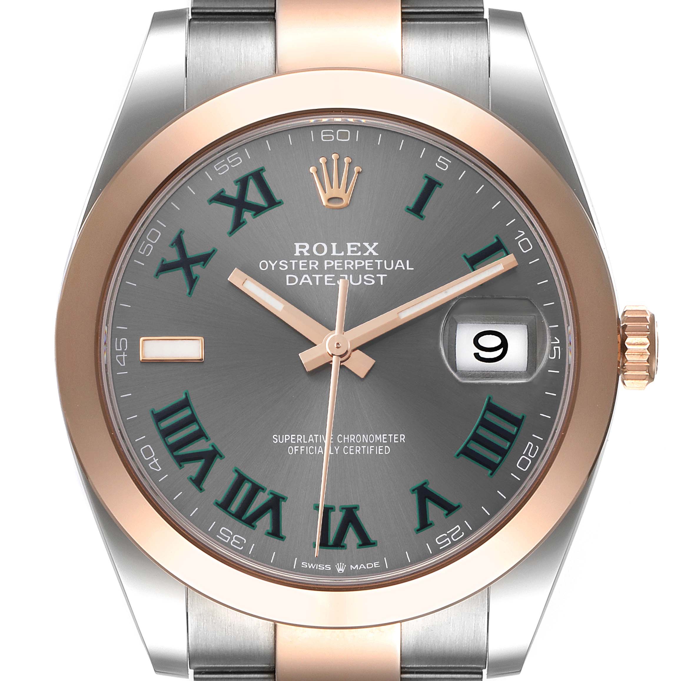 Rolex Datejust 41 Steel Rose Gold Wimbledon Dial Mens Watch 126301 Unworn