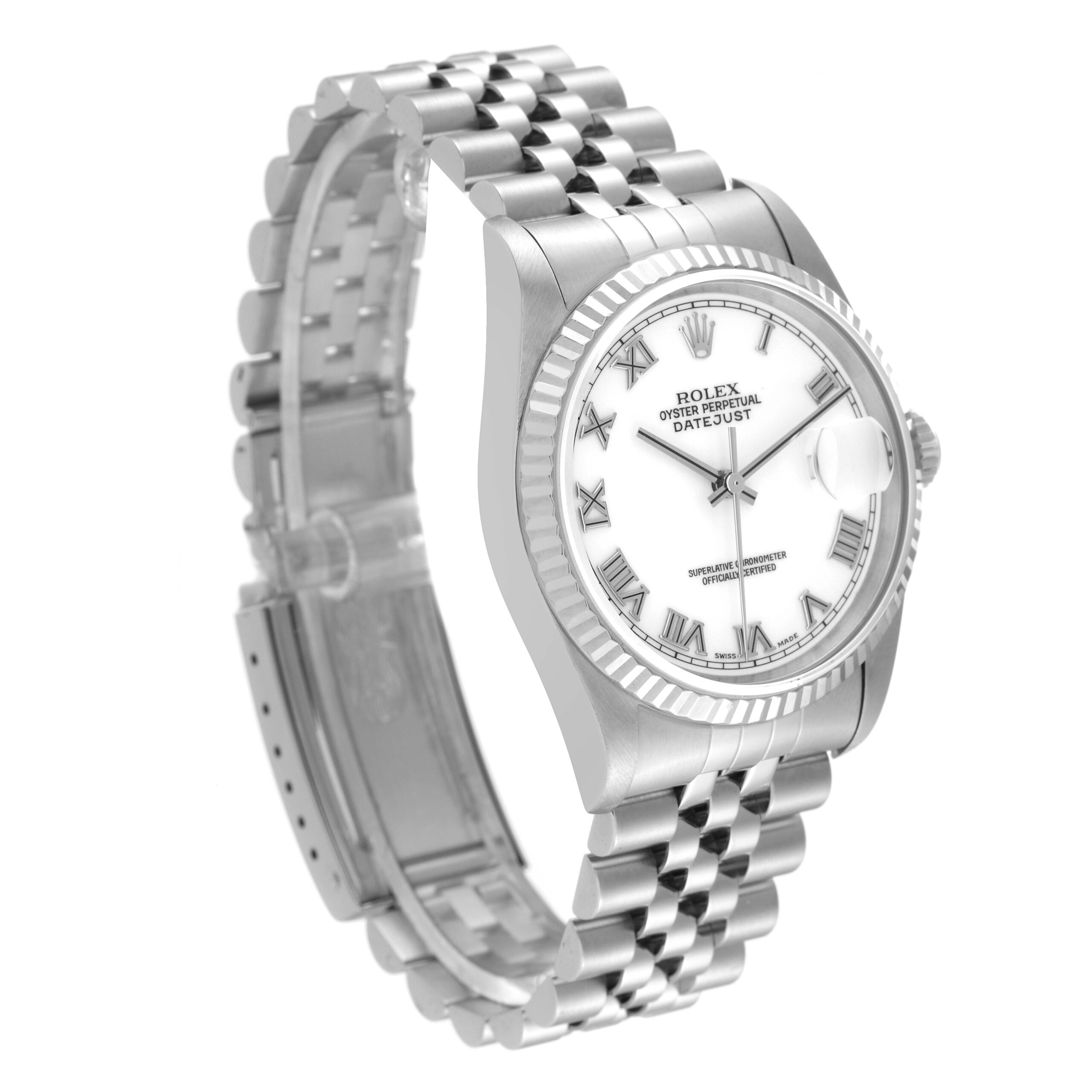 Rolex Datejust Steel White Gold White Dial Mens Watch 16234