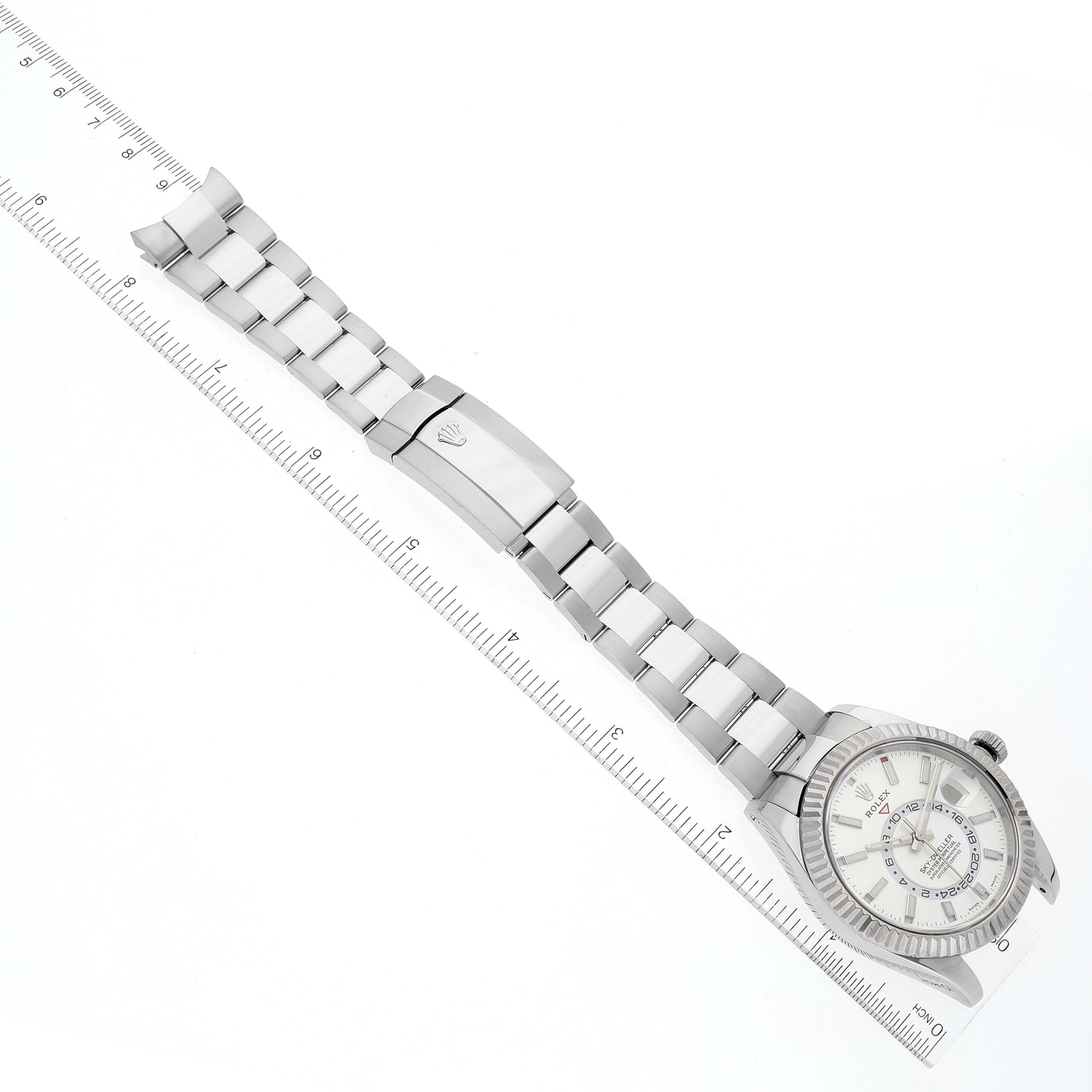 Rolex Sky-Dweller Silver Dial Steel White Gold Mens Watch 326934 Box Card