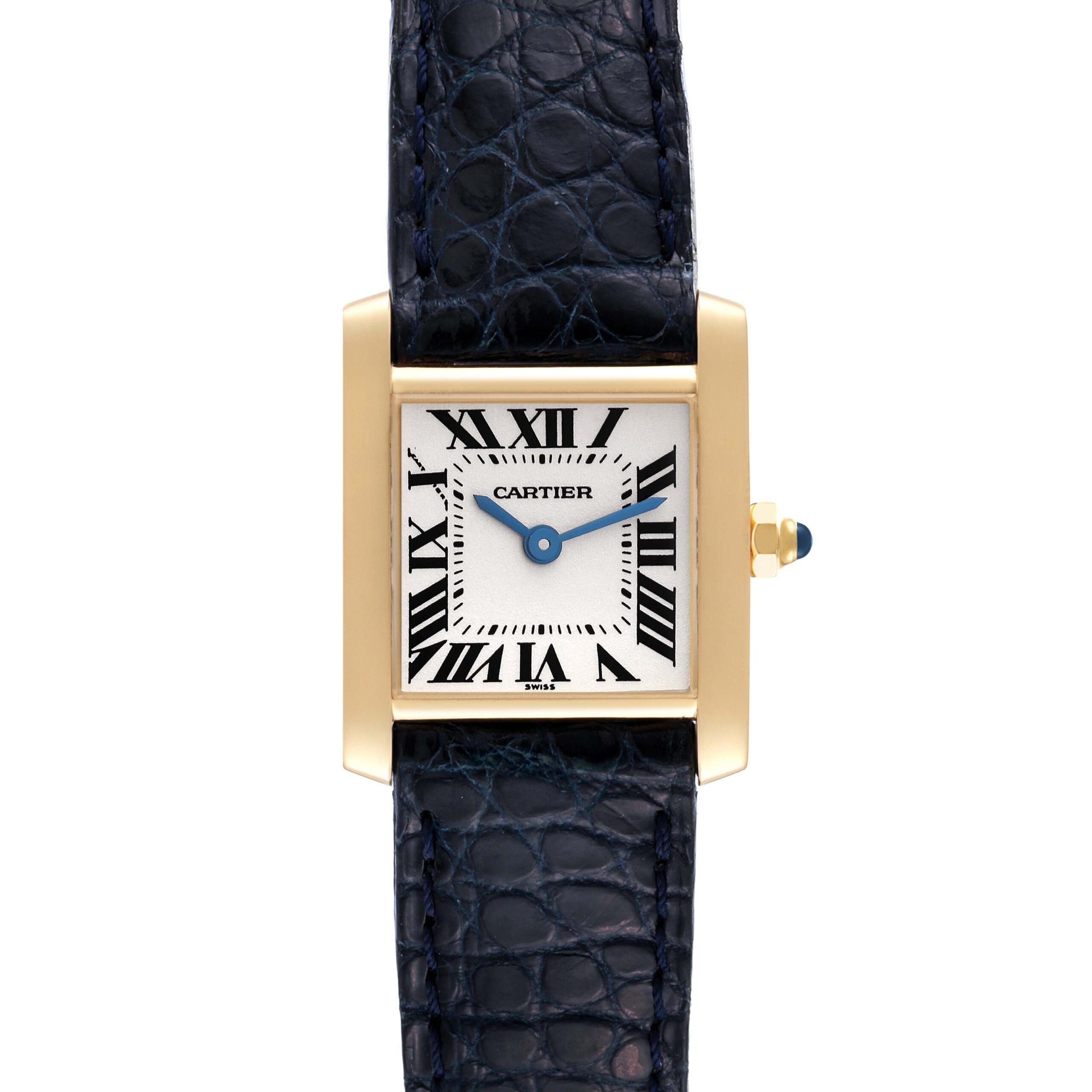 Cartier Tank Francaise Yellow Gold Blue Strap Ladies Watch W5000256