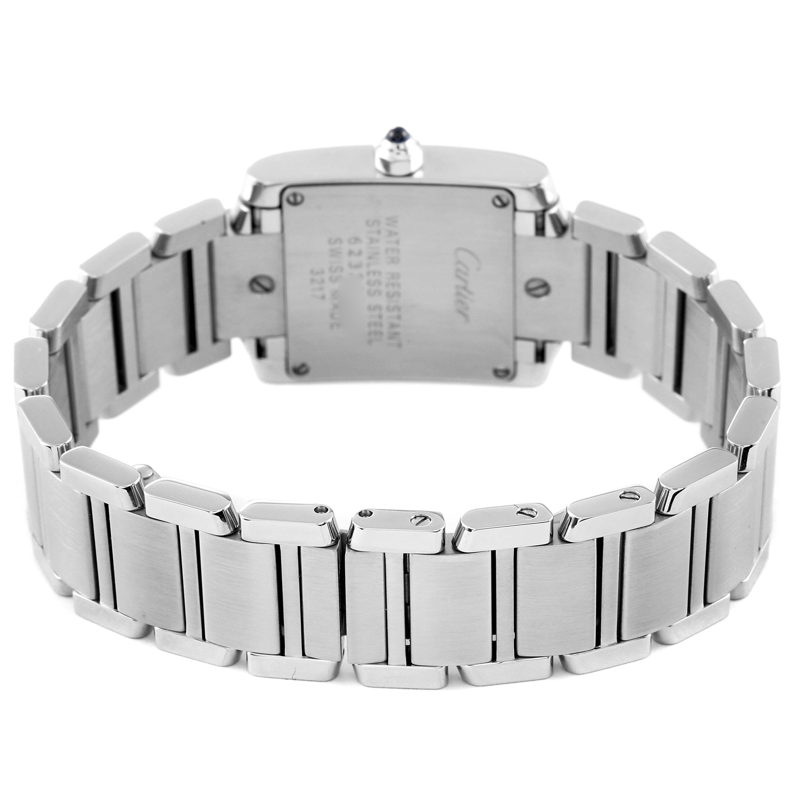 Cartier Tank Francaise Steel Silver Dial Diamond Ladies Watch W4TA0008 Box Card