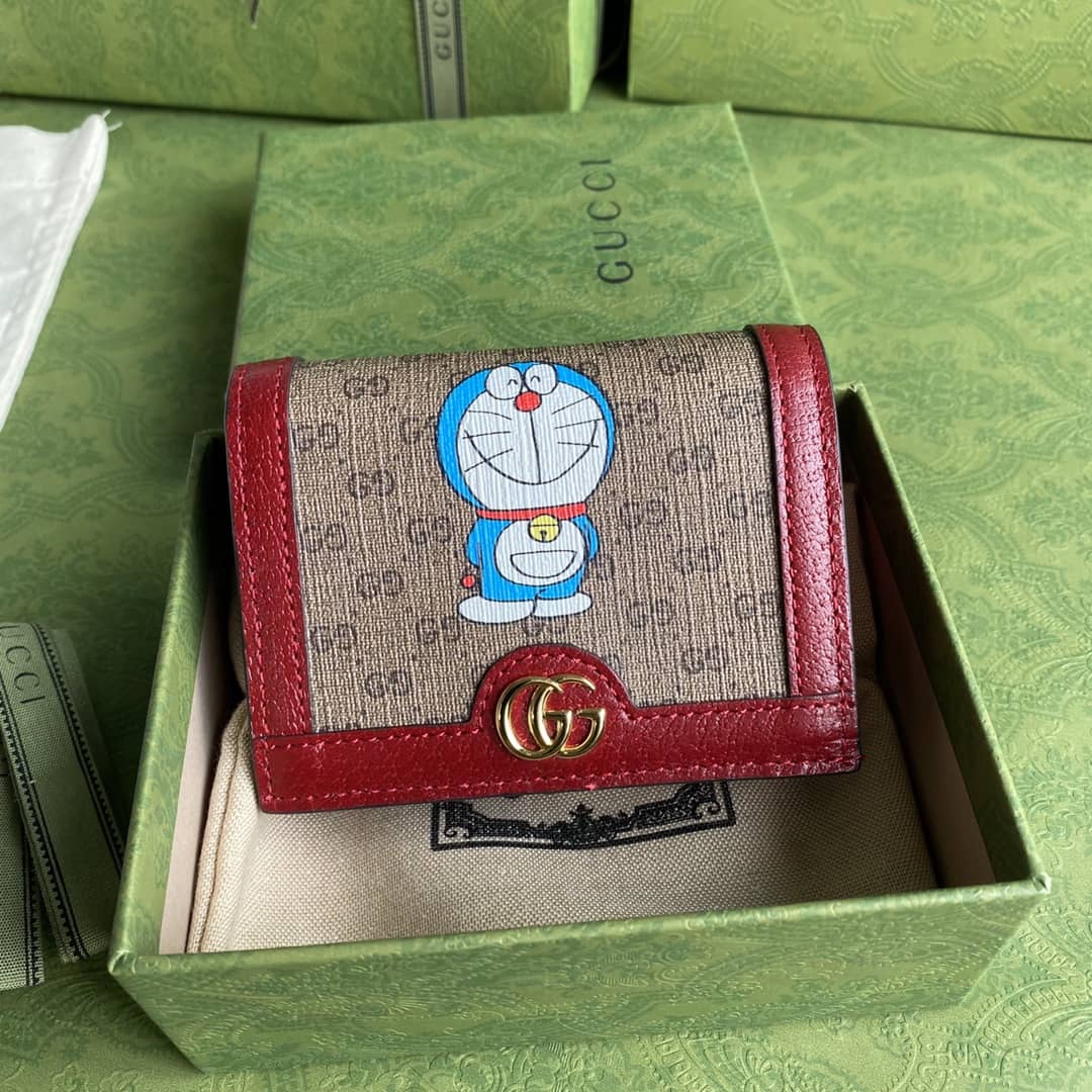 Gucci x Doraemon GG Supreme Mini Folded Wallet Replica 647788