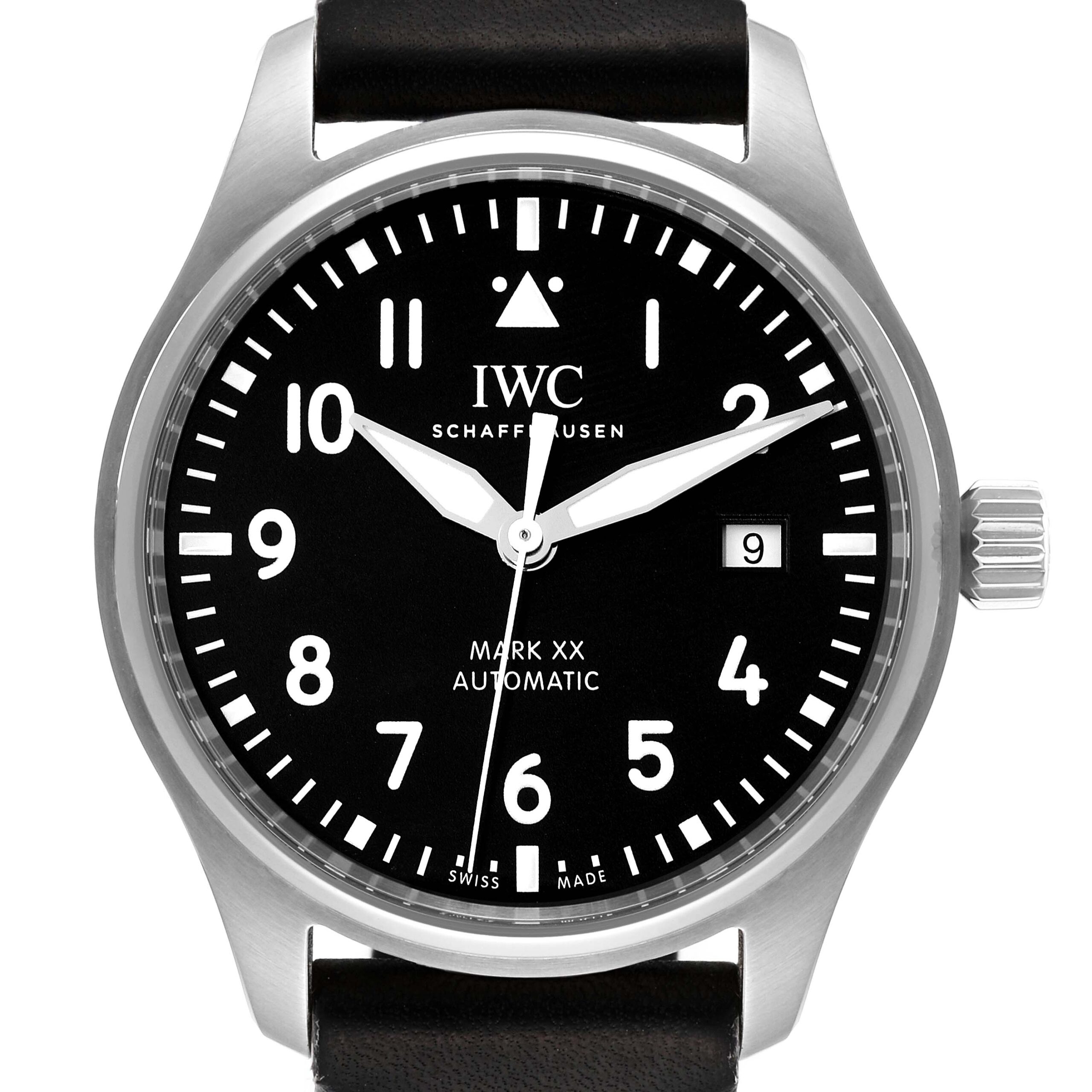 IWC Pilot Mark XX Black Dial Steel Mens Watch IW328201 Box Card