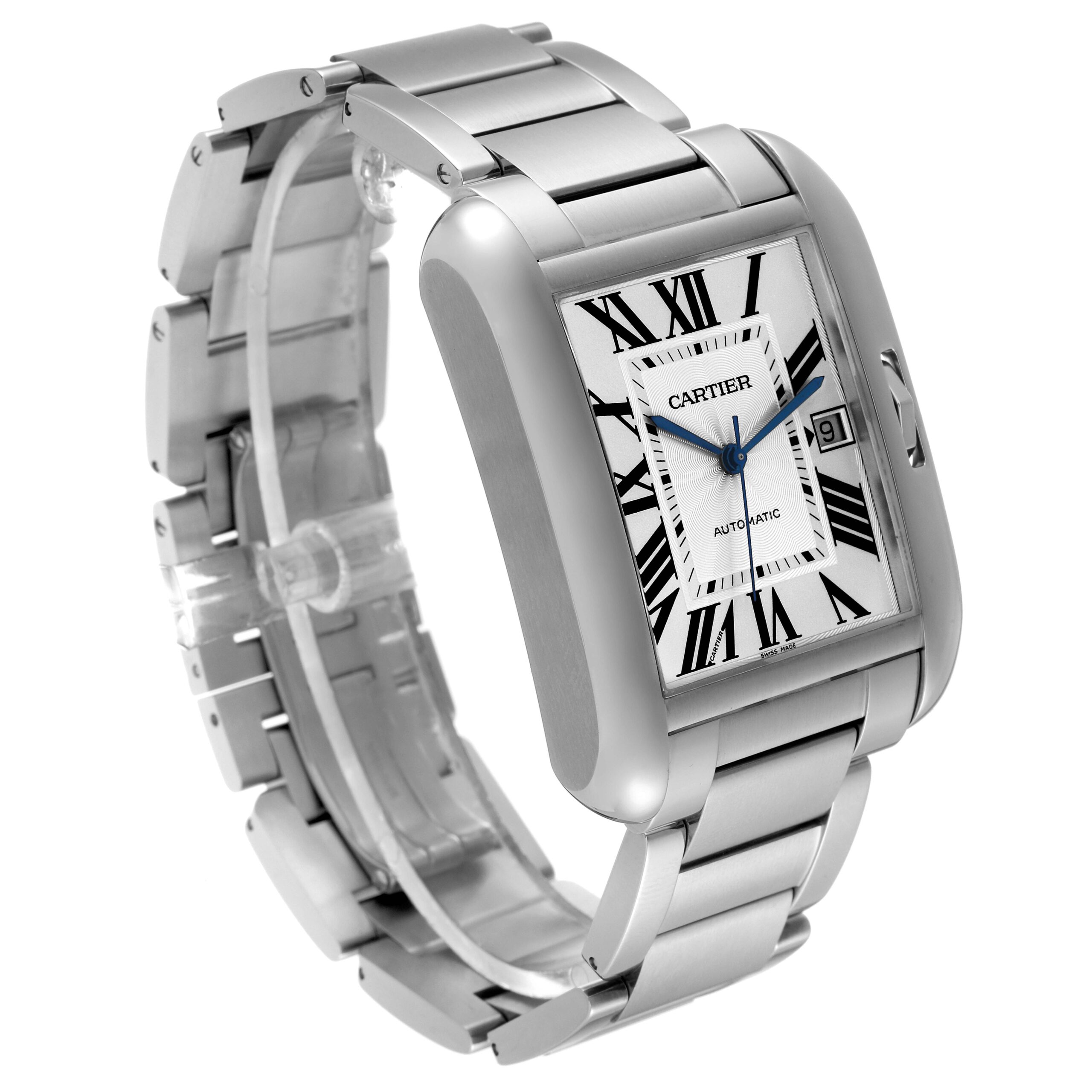 Cartier Tank Anglaise XL Steel Automatic Mens Watch W5310008 Box Papers
