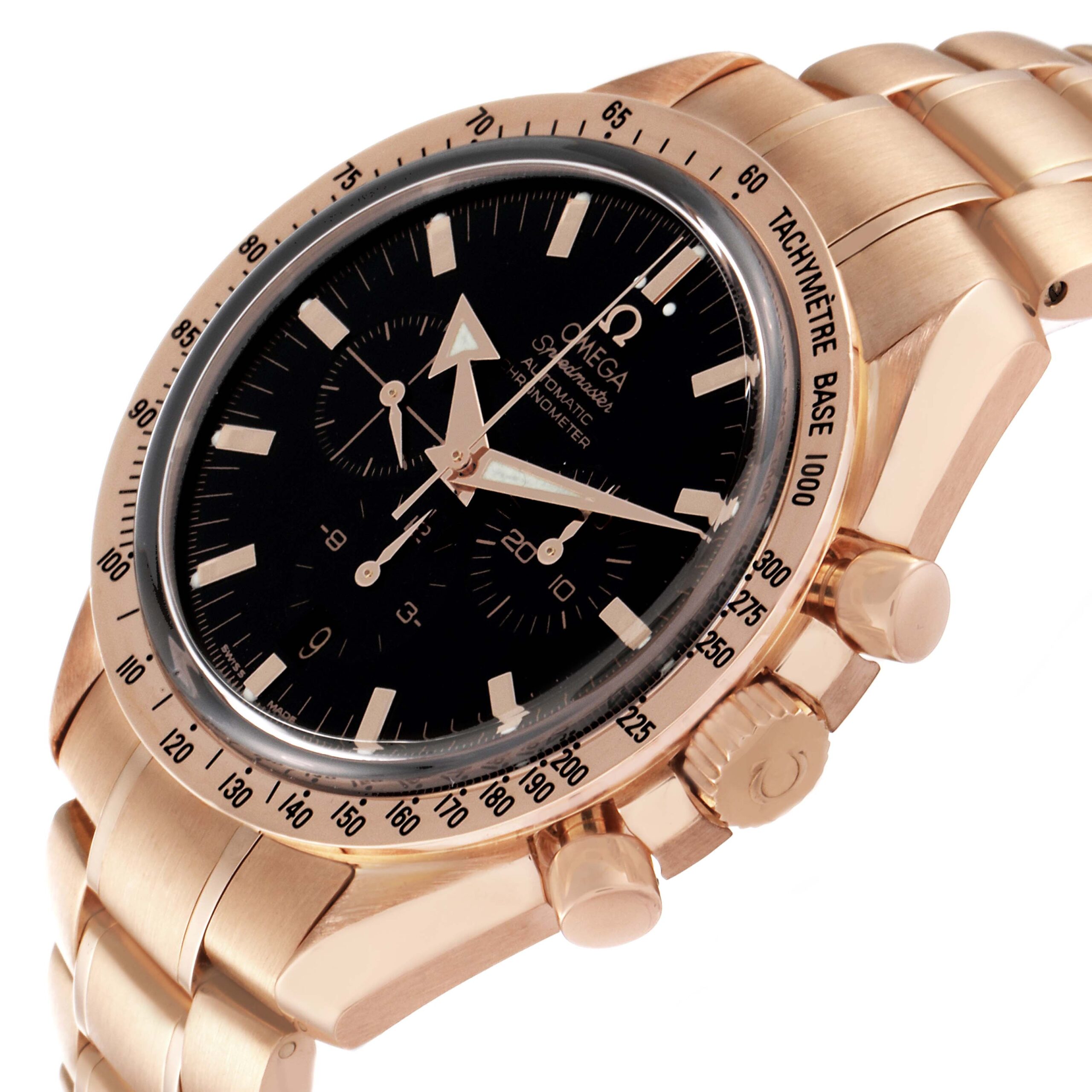 Omega Speedmaster Broad Arrow Rose Gold Mens Watch 3653.80.33