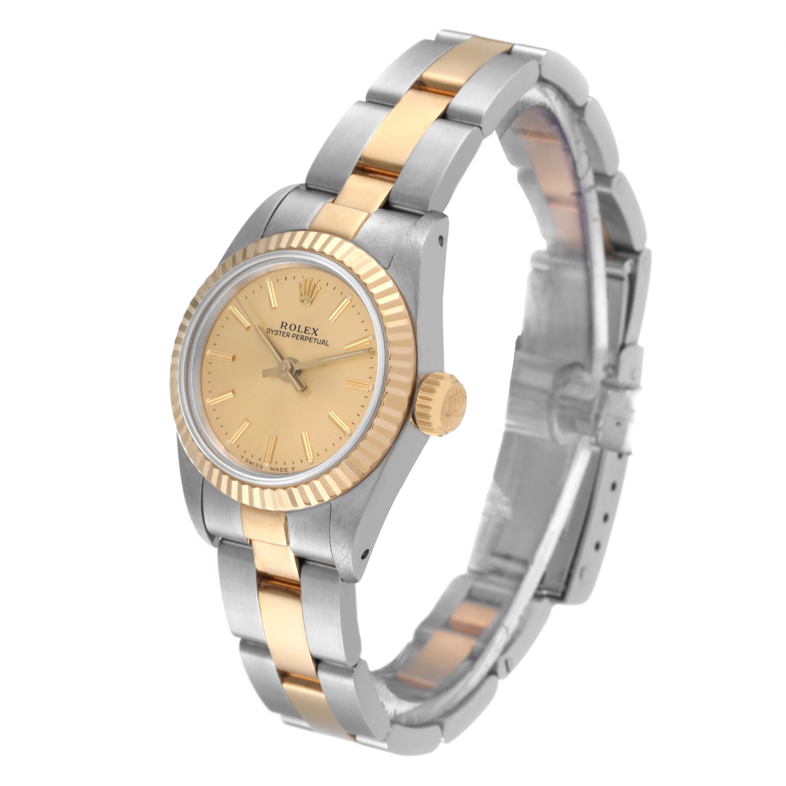 Rolex Oyster Perpetual Steel Yellow Gold Ladies Watch 67193 Box Papers